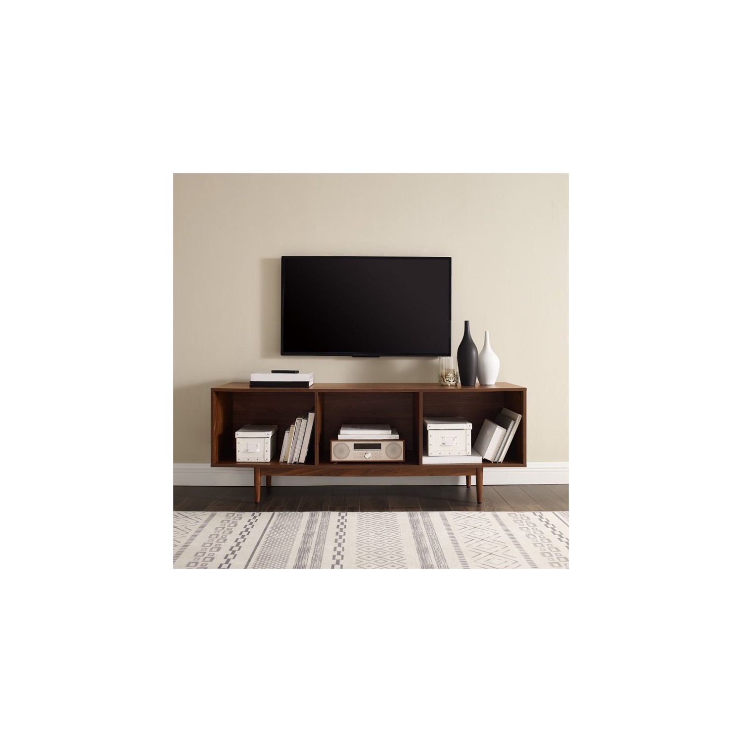 Pemberly Row 60" Low Profile TV Stand in Walnut