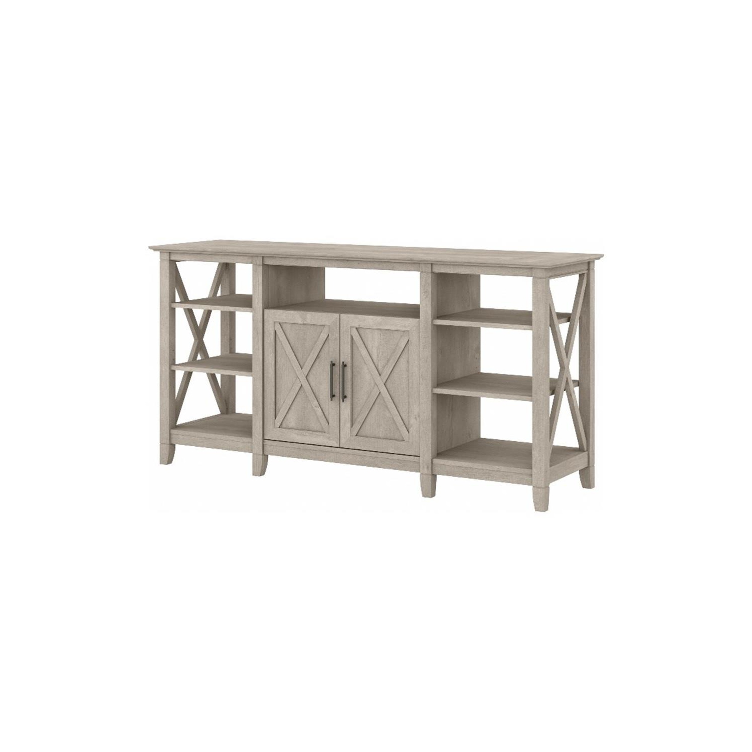 Bush Furniture Key West Tall TV Stand for 65 Inch TV in Washed Gray