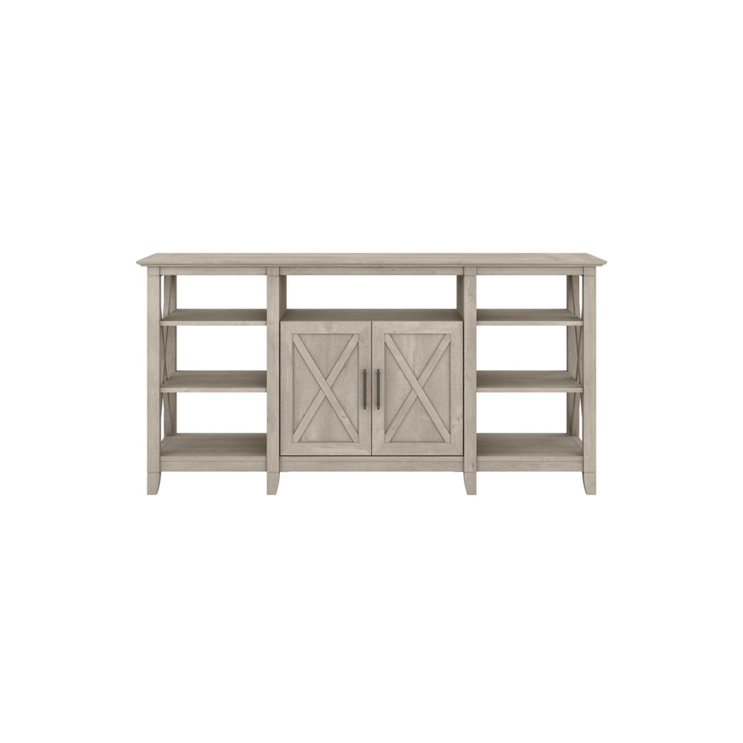 Bush Furniture Key West Tall TV Stand for 65 Inch TV in Washed Gray