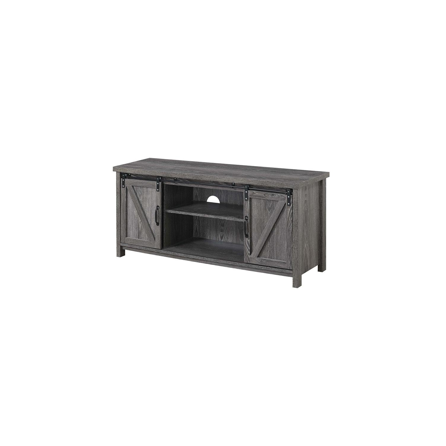 Convenience Concepts Blake Barn Door 52" TV Stand in Rustic Gray Wood Finish