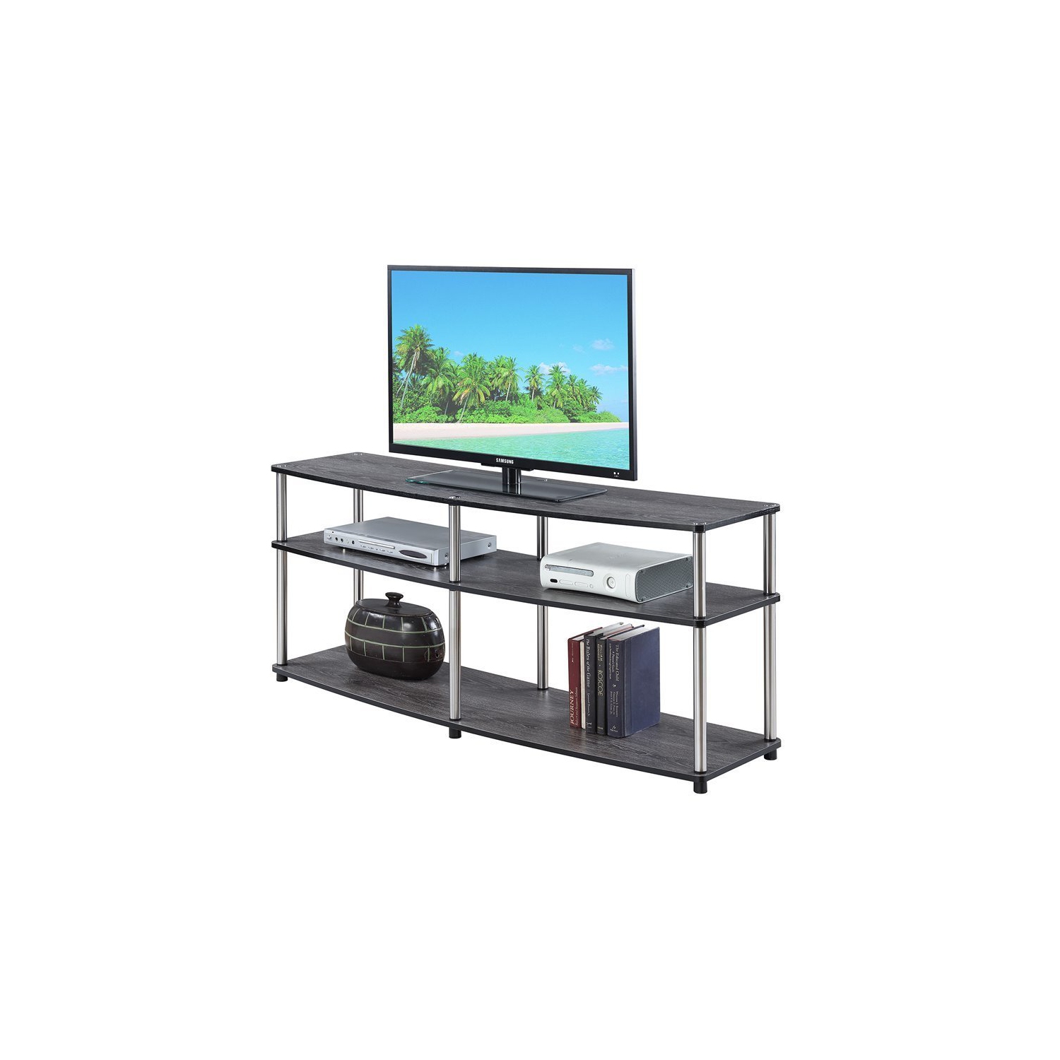 Pemberly Row 3 Tier 60" TV Stand in Weathered Gray