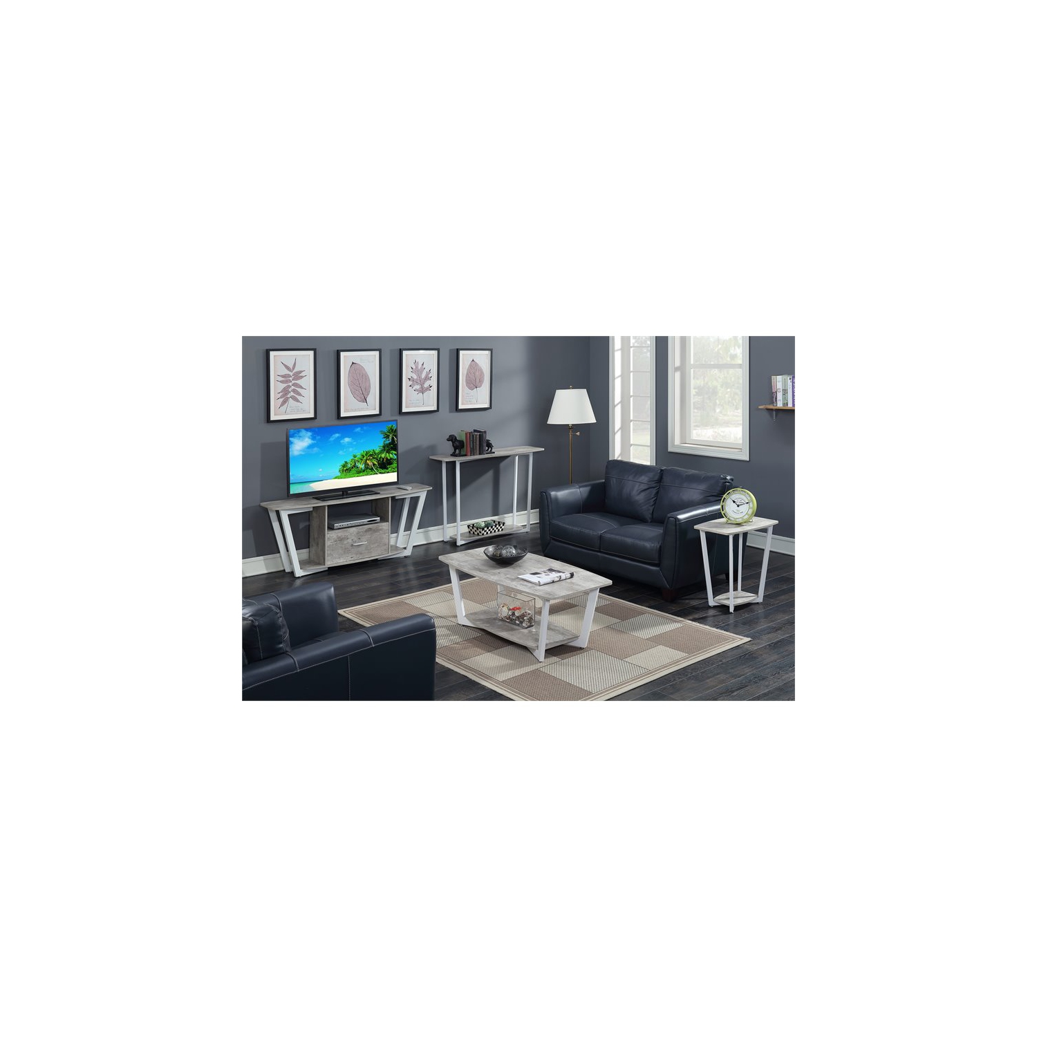 Pemberly Row 60" TV Stand in Gray and White