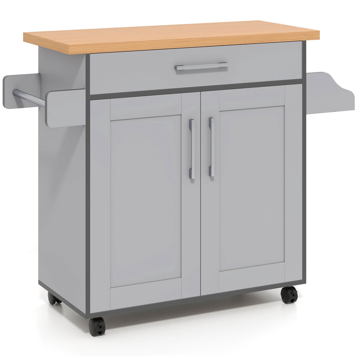 Costway Rolling Kitchen Island Cart Storage Cabinet w/ Towel & Spice Rack