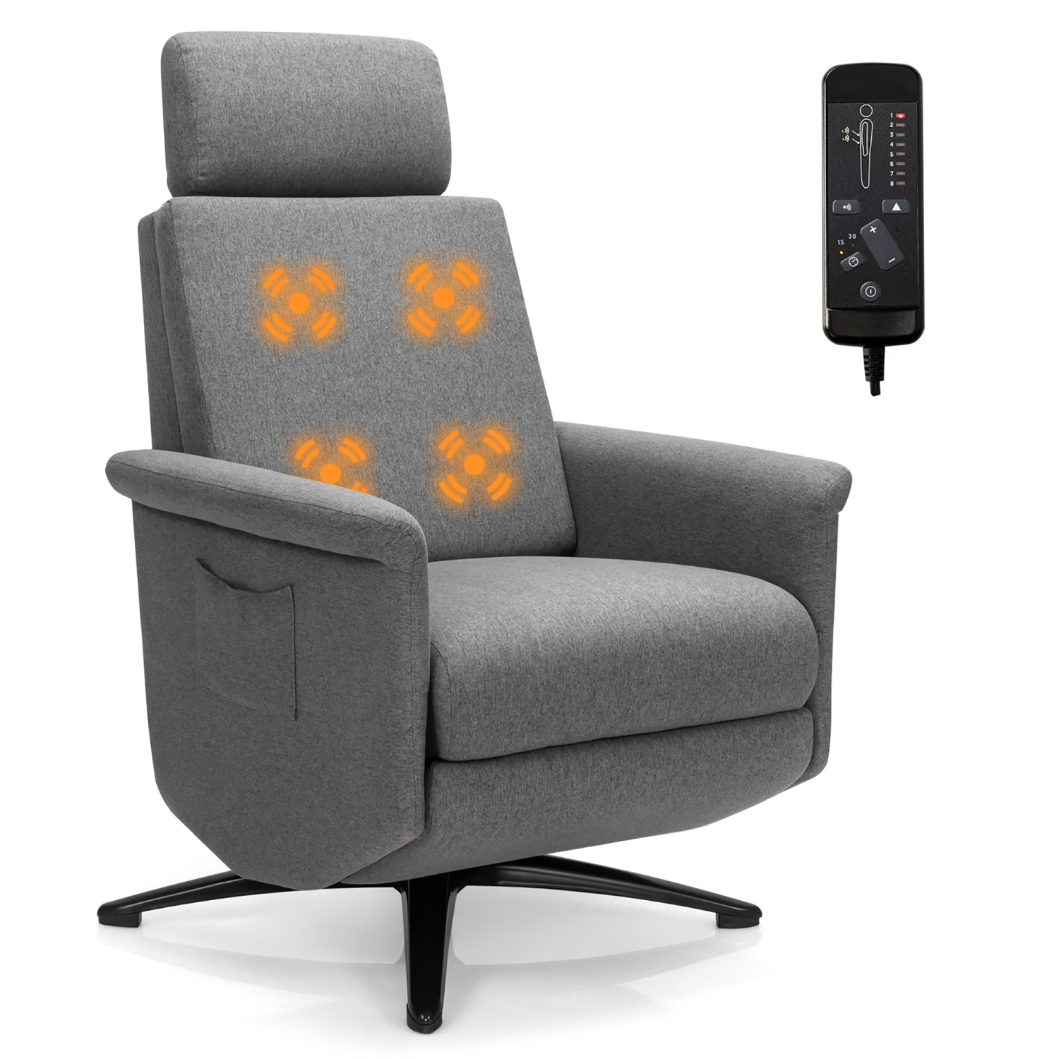 Costway Massage Recliner Chair Vibrating Sofa w/ Remote Control&Adjustable Headrest Grey