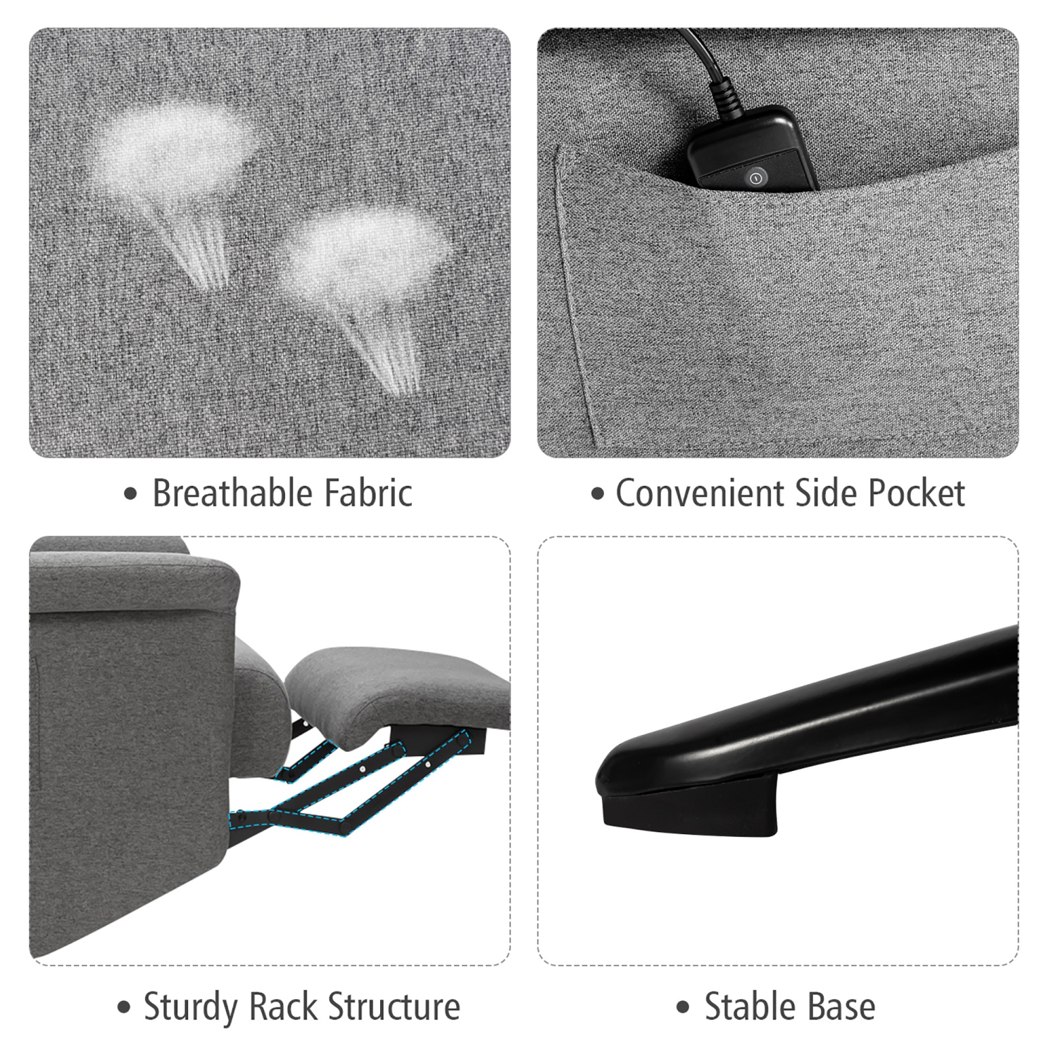 Costway Massage Recliner Chair Vibrating Sofa w/ Remote Control&Adjustable Headrest Grey