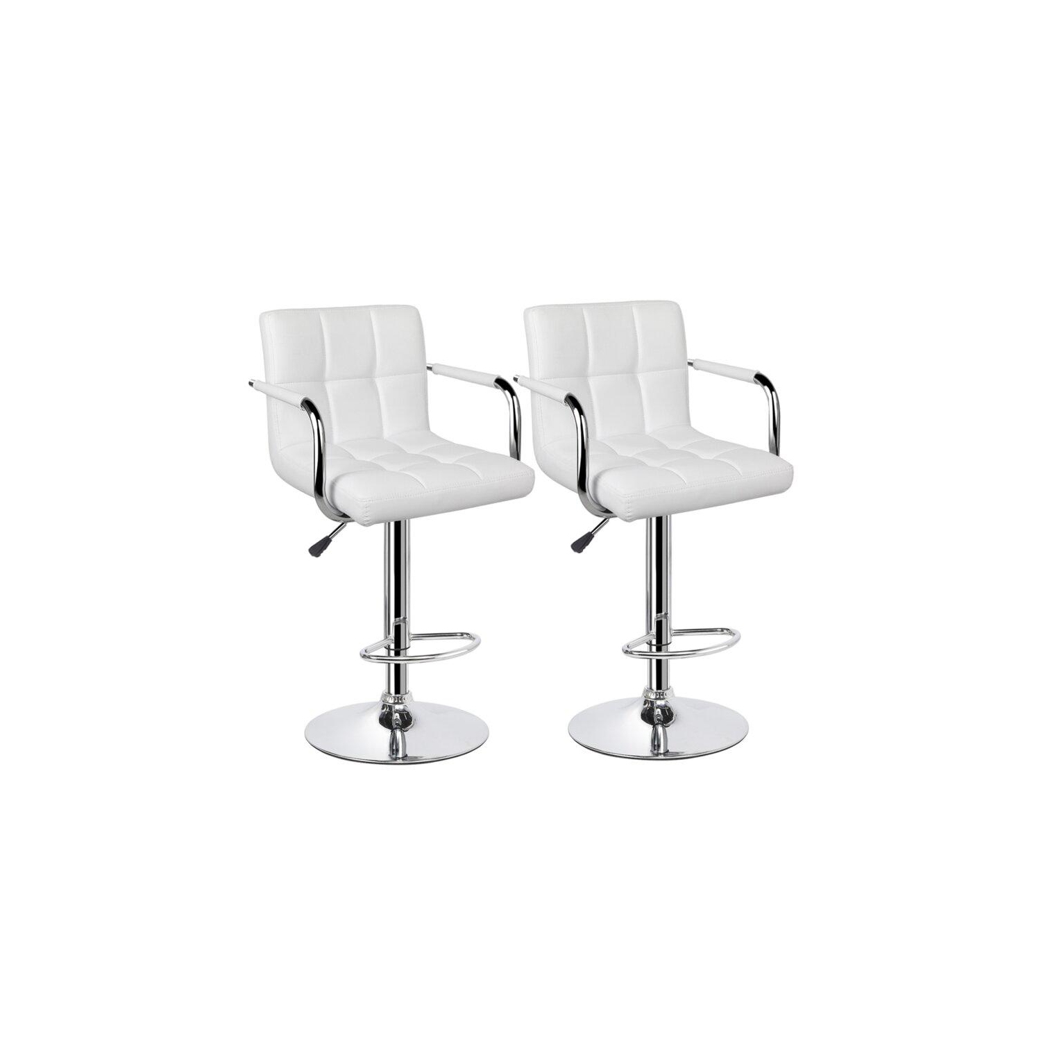 Tabouret de bar à hauteur ajustable à élévation pneumatique avec accoudoirs d’Infinite Imports - Blanc