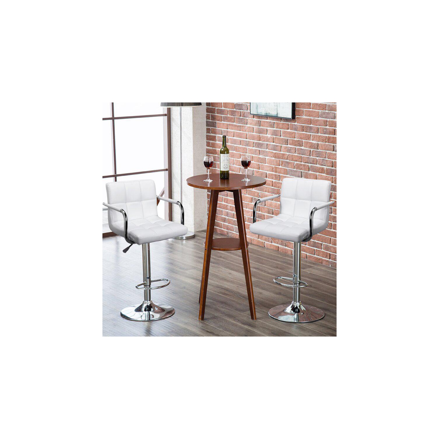 Tabouret de bar à hauteur ajustable à élévation pneumatique avec accoudoirs d’Infinite Imports - Blanc