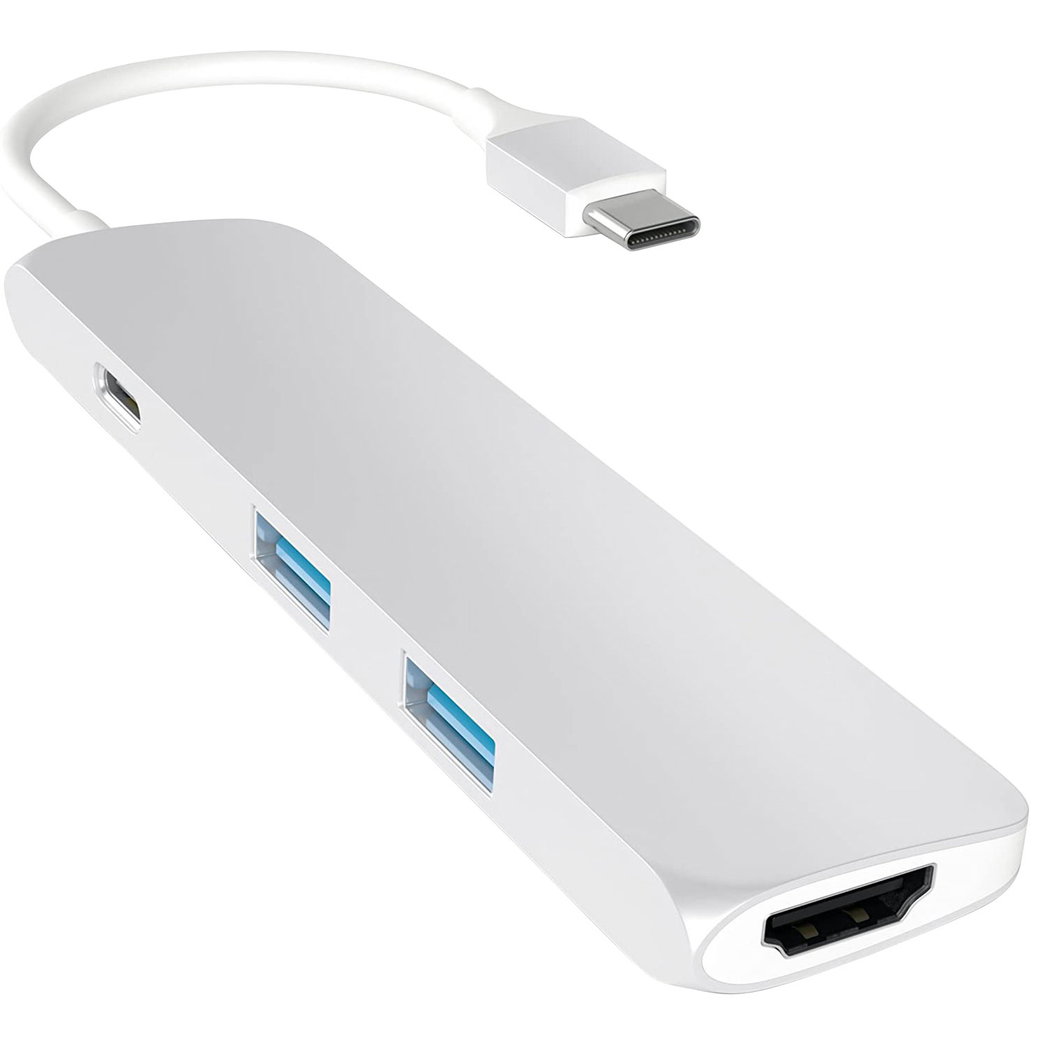 Adaptateur mince 4 ports USB-C multiport 4K HDMI et Ethernet de Satechi - Argenté