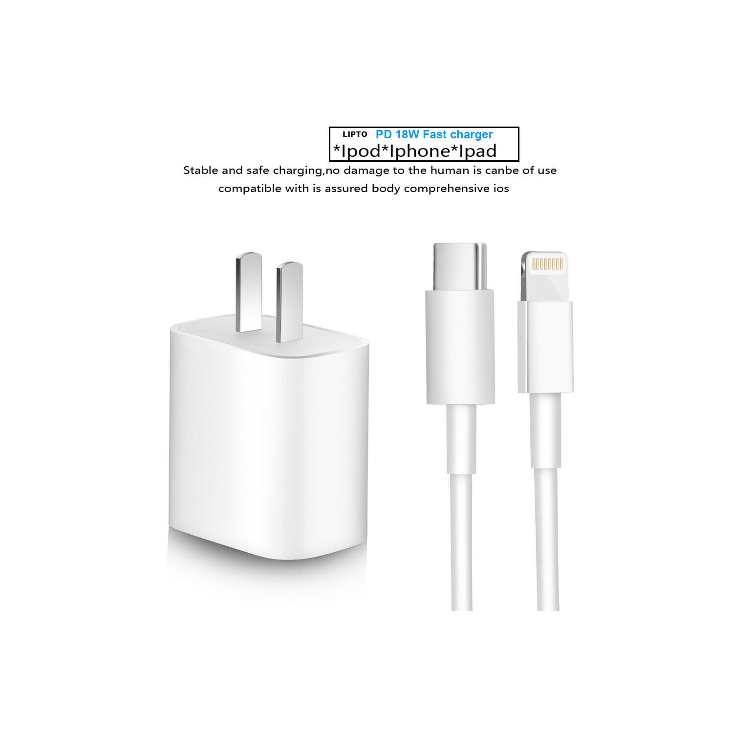 2 pack - Apple 18W Type USB C Fast Wall Charger Power Adapter + 1m USB-C to Lightning Cable for iPhone 12/11 / Pro / Max, iPad Air Mini Pro