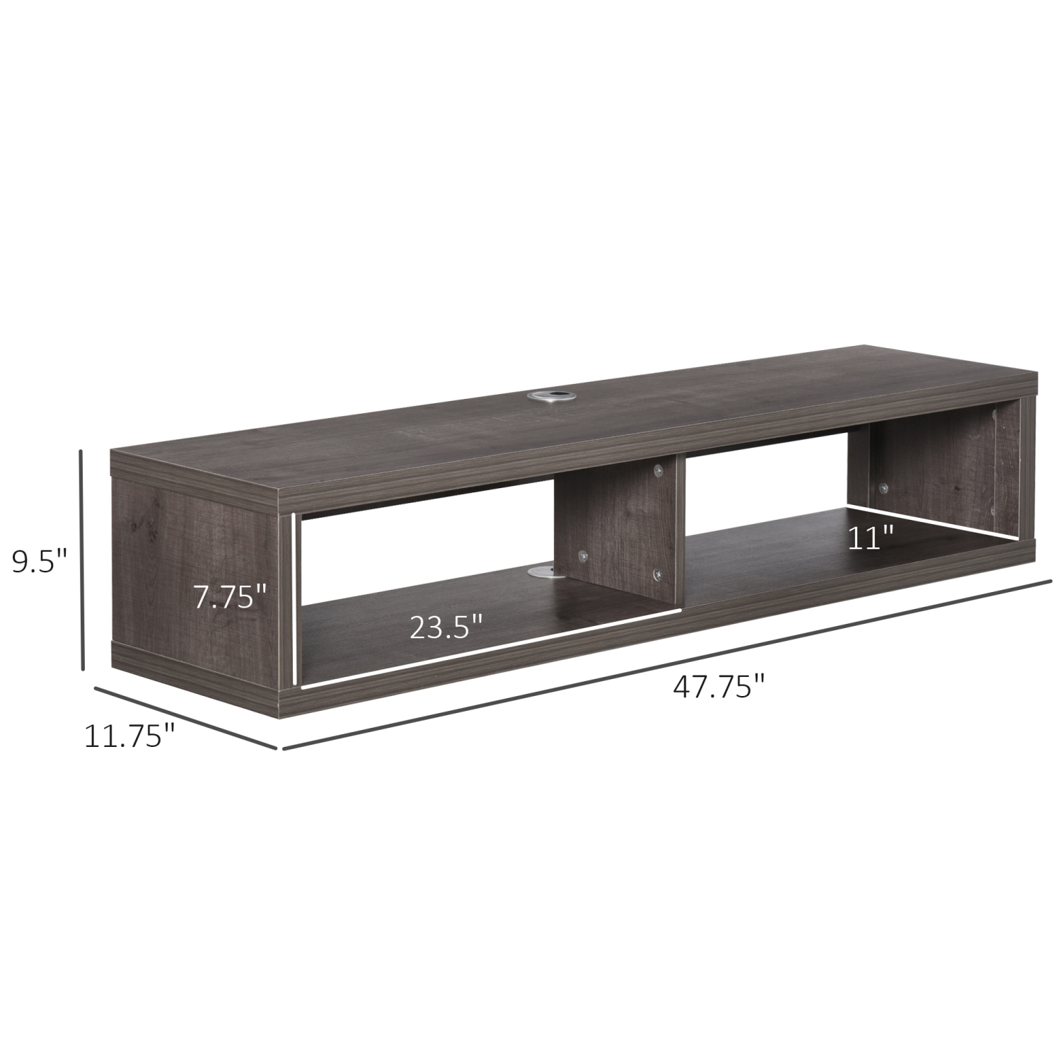 HOMCOM Floating TV Stand Shelf for 50" TVs, Wall Mounted Entertainment Center for Living Room, Bedroom, Media Console with Storage Shelf for Audio,
