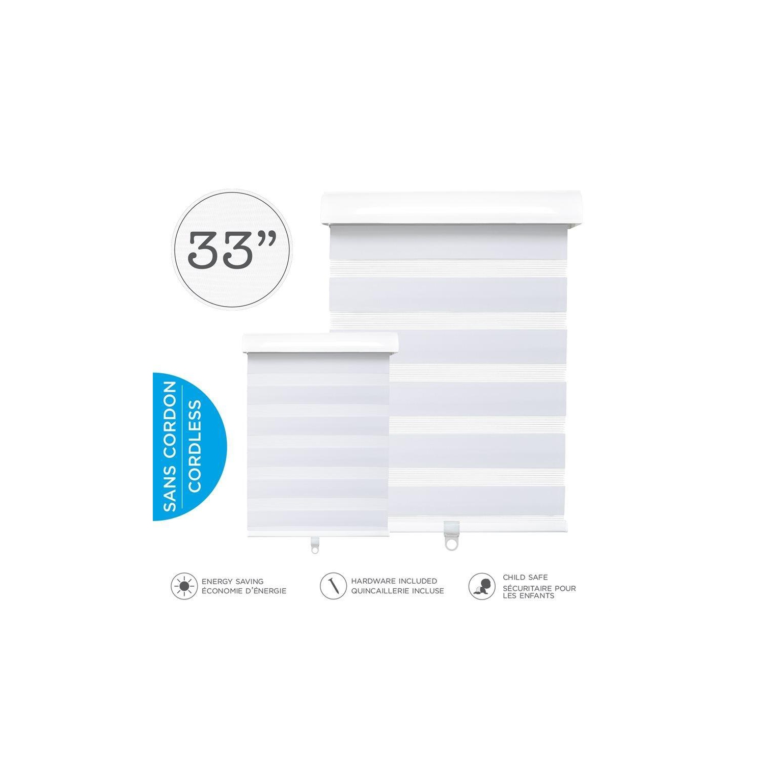Hauz 3384WHTCD – abat-jour de fenêtre à filtre de lumière de rechange, sans fil, 33 x 84 po, blanc
