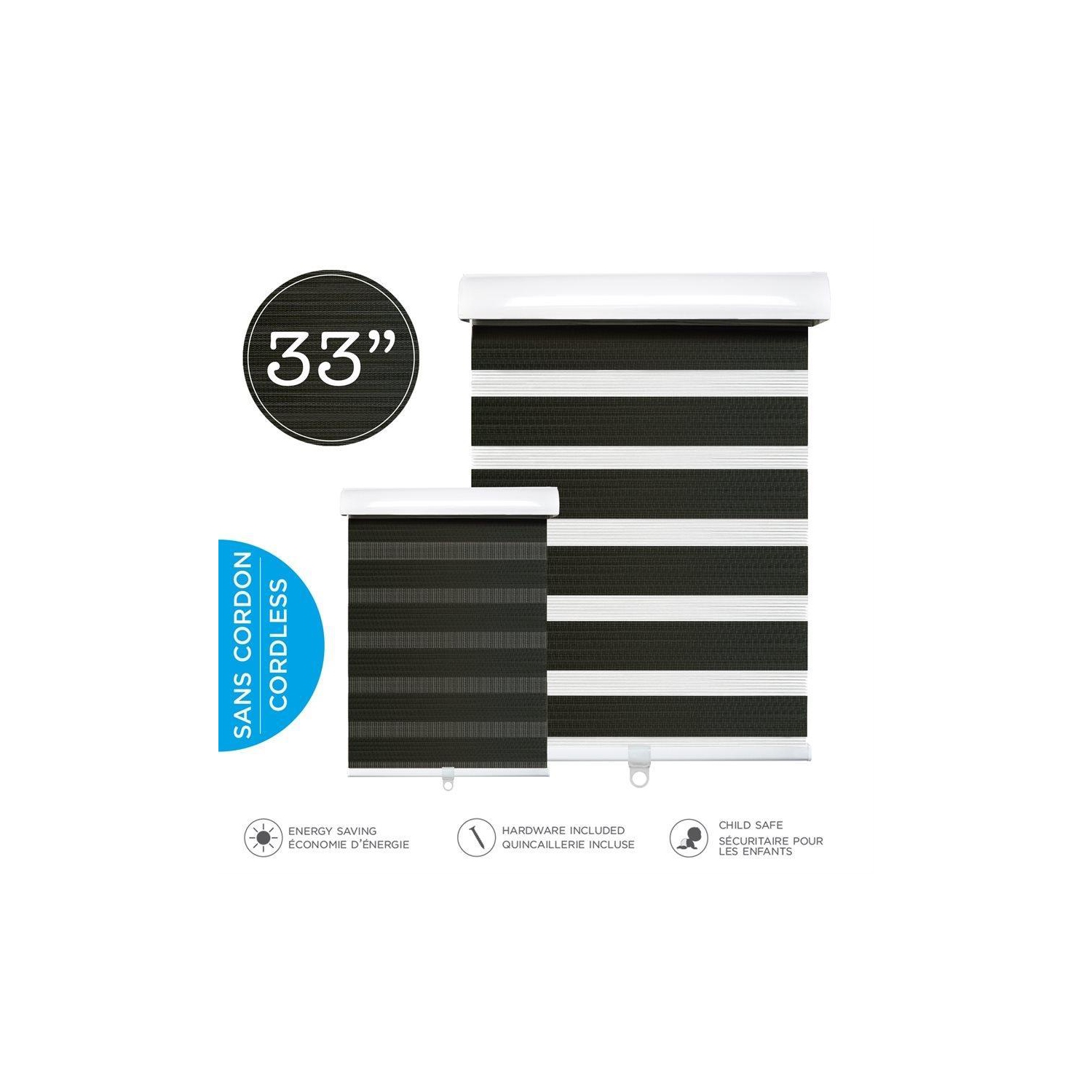 Hauz 3384WDCOFCD – abat-jour de fenêtre à filtre de lumière de rechange, sans fil, 33 x 84 po, chêne foncé à grain de bois