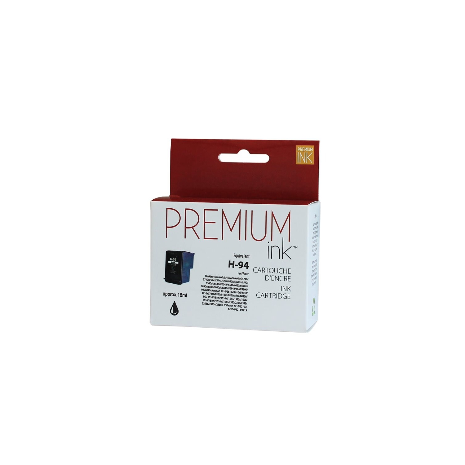 Premium Ink Ink Cartridge - Remanufactured for Hewlett Packard C8765WC / No. 94 - Black
