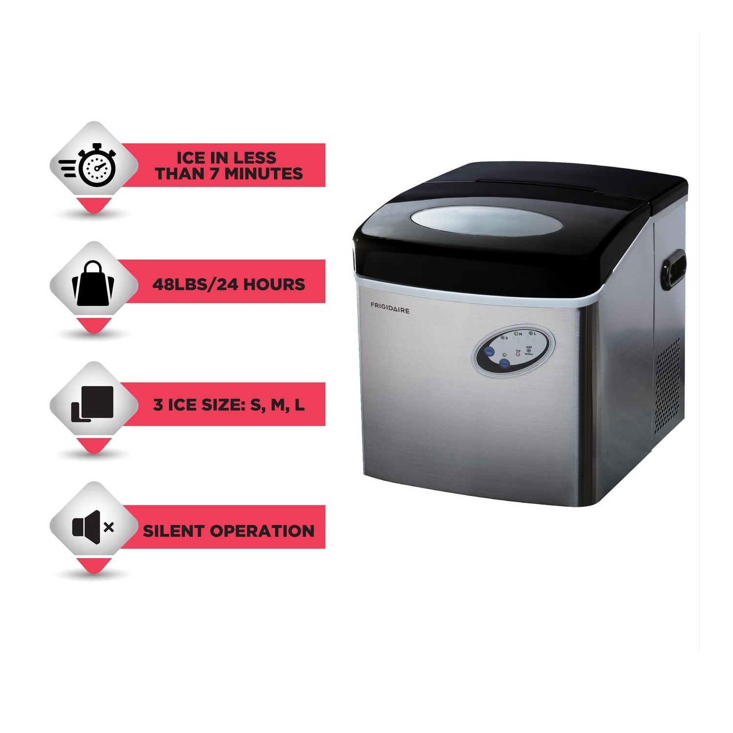 Frigidaire Portable Countertop Compact 48-lb Ice Maker - Stainless Steel