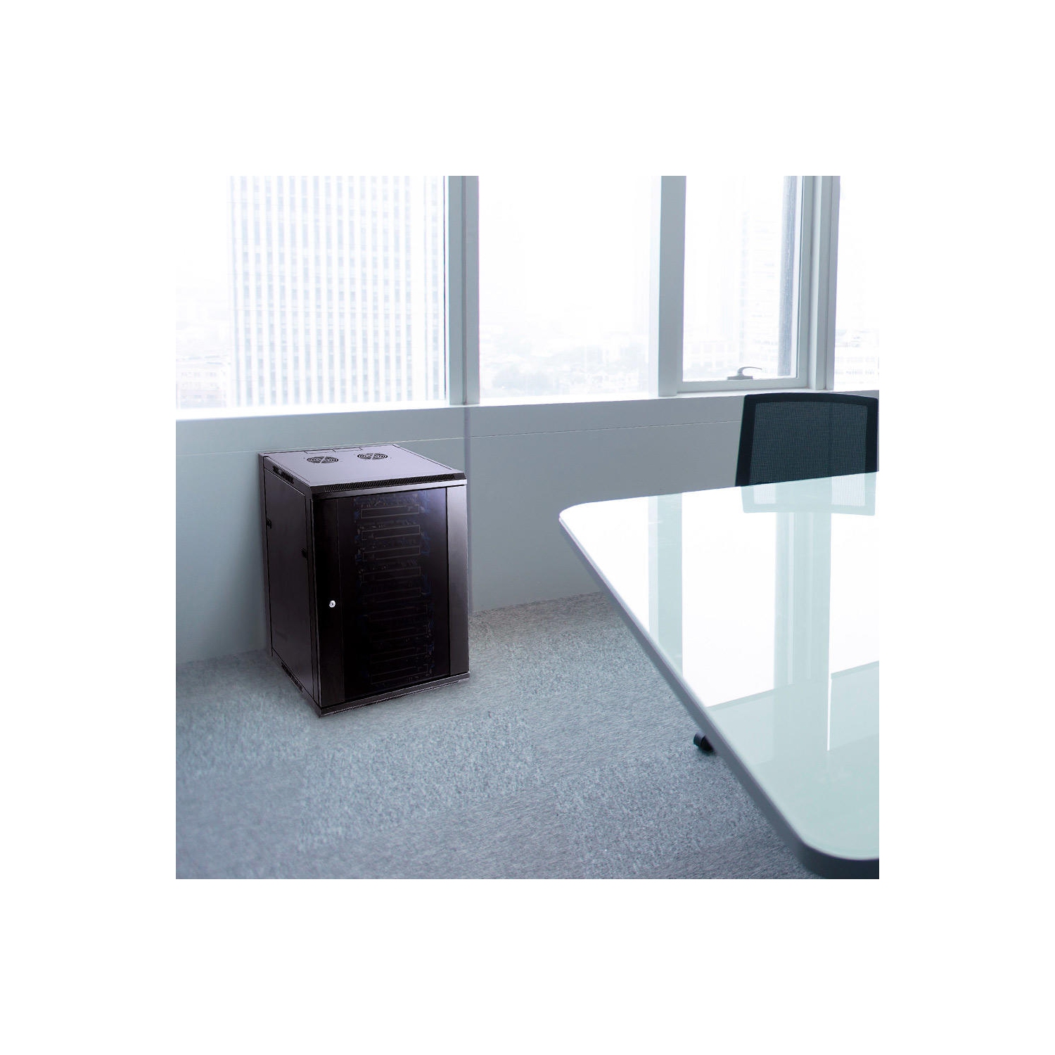 9U Wall Mount Network Server Cabinet Rack with Glass Door, 2 AC Powered Ventilation Fans with Hardware Including