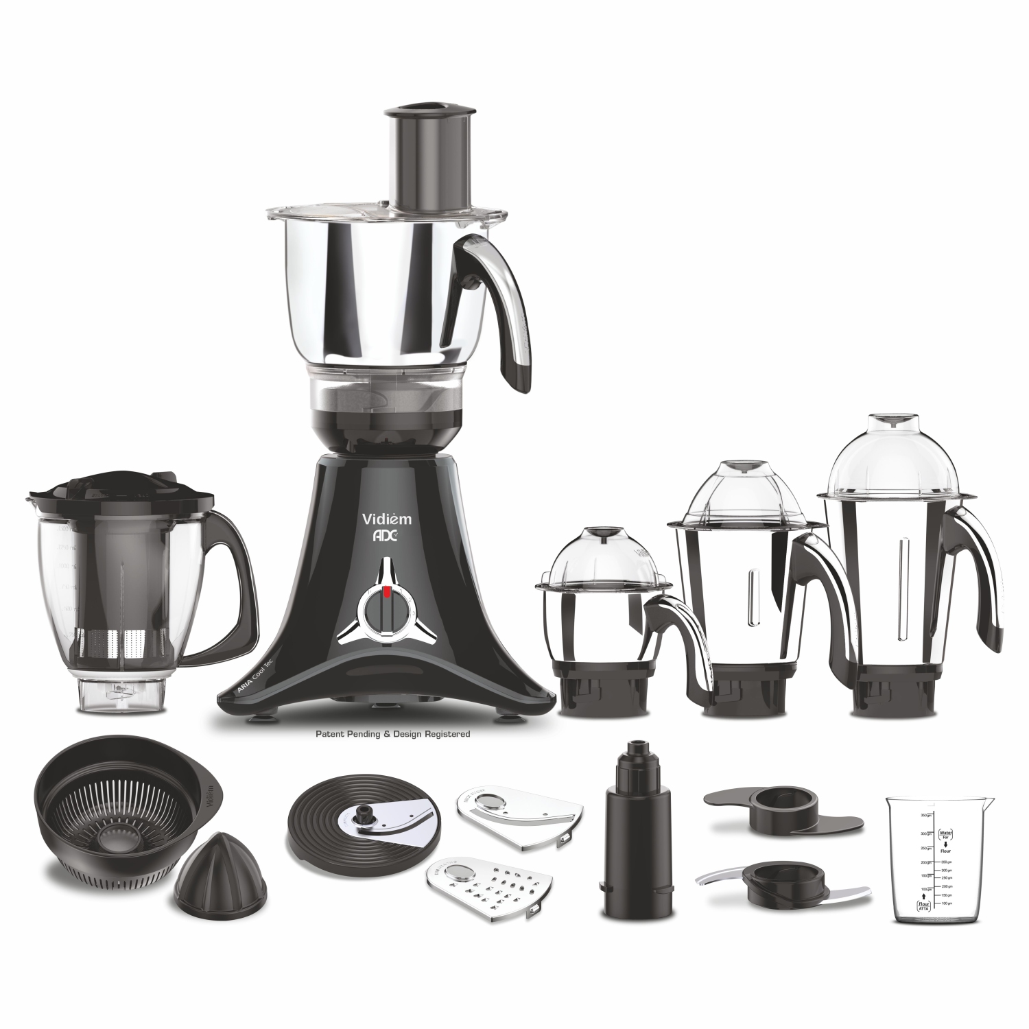 Vidiem ADC Mixer Grinder, Blender, Food Processor- 750W / 5 Jars - Indian Mixer Grinder with Almond Nut Milk Juice Extractor, Spice & Coffee grinder