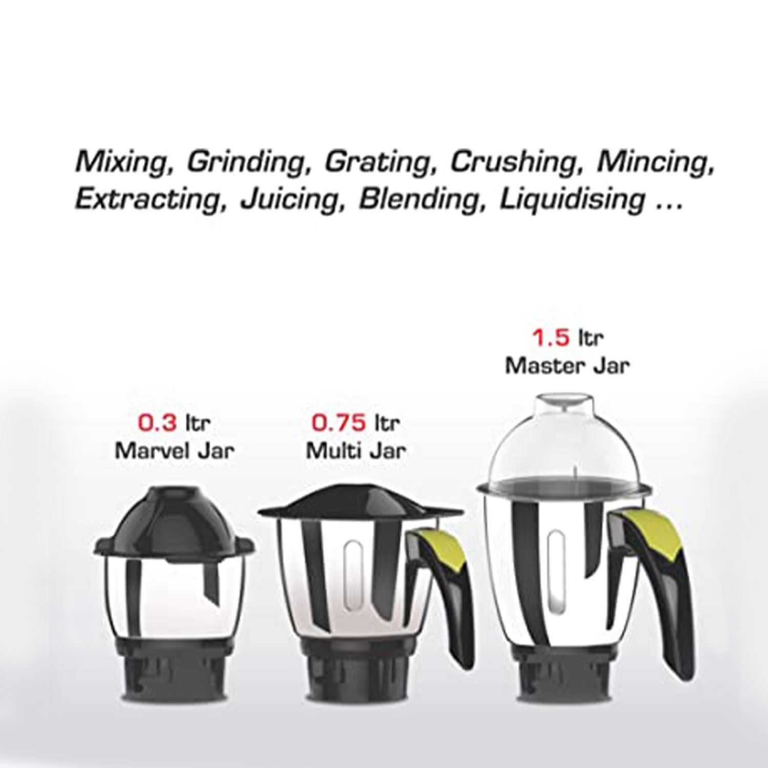 Vidiem Eva Citron 550W / 110V Mixer Grinder countertop , Blender, Stainless Steel Jars - Indian Mixer Grinder, Spice & Coffee grinder, Food Grain