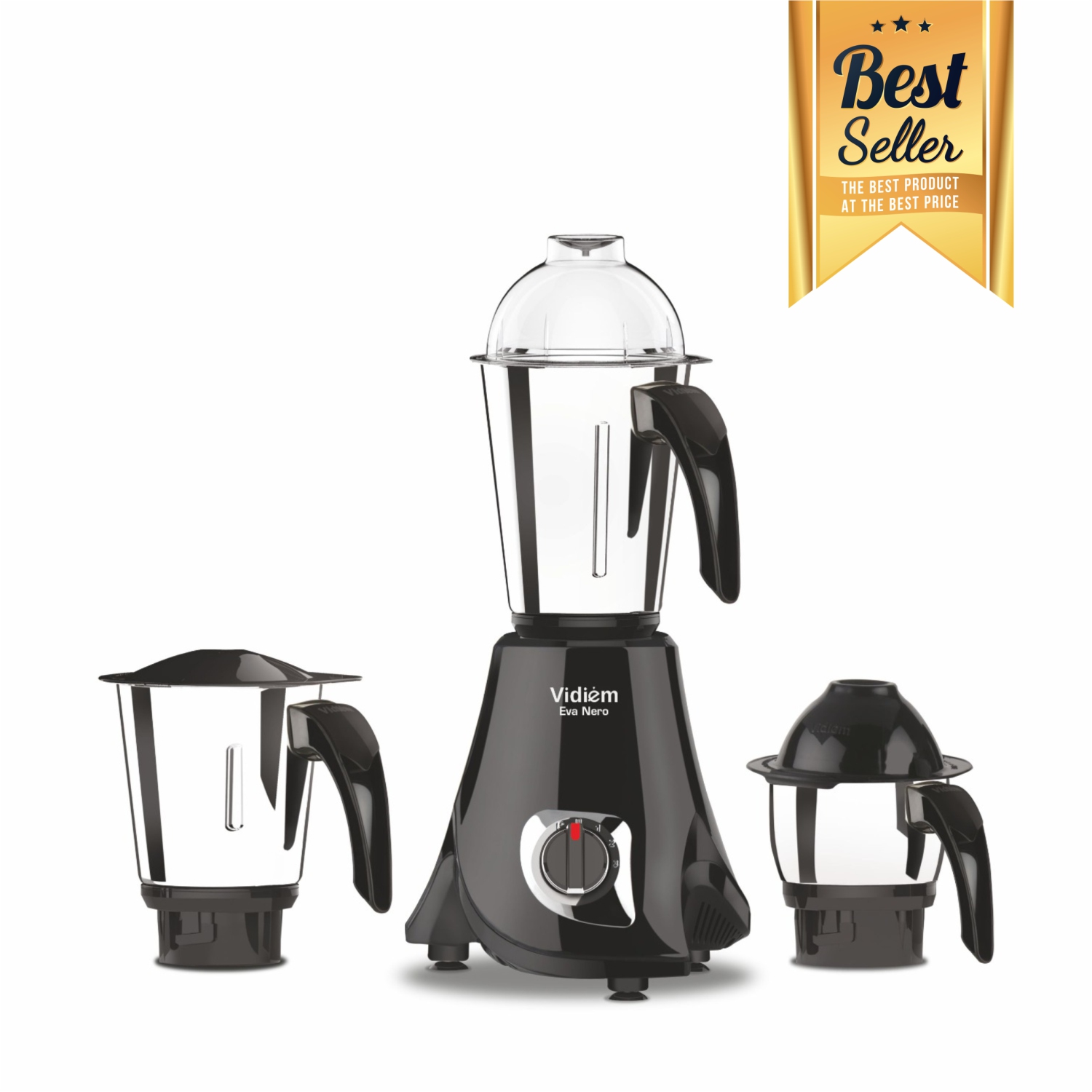 Vidiem Eva Nero 650W / 110V Mixer Grinder countertop , Blender, Stainless Steel Jars - Indian Mixer Grinder, Spice & Coffee grinder , Food Grain Mill