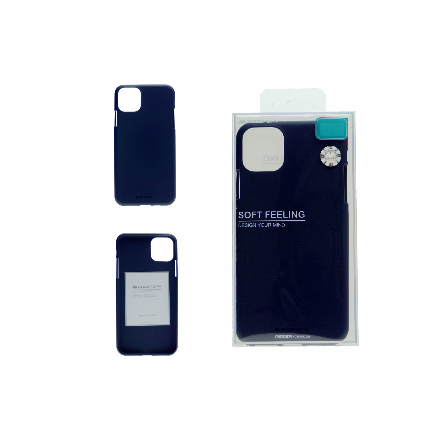 TopSave GOOSPERY Soft Feeling Jelly Silky Slim Bumper Case For Iphone 12 Mini, Navy Blue