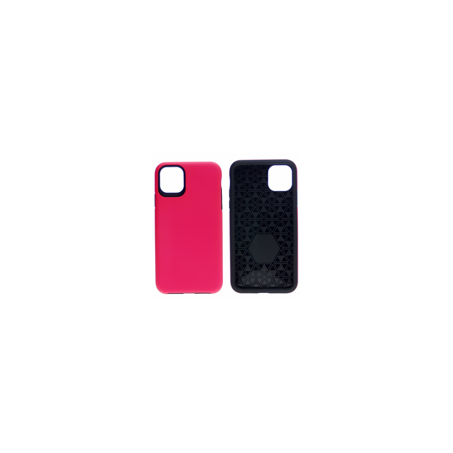 TopSave Triangle Pattern Dual Layer PC+TPU Rugged Armor Case For Iphone 12 Mini, Hot Pink