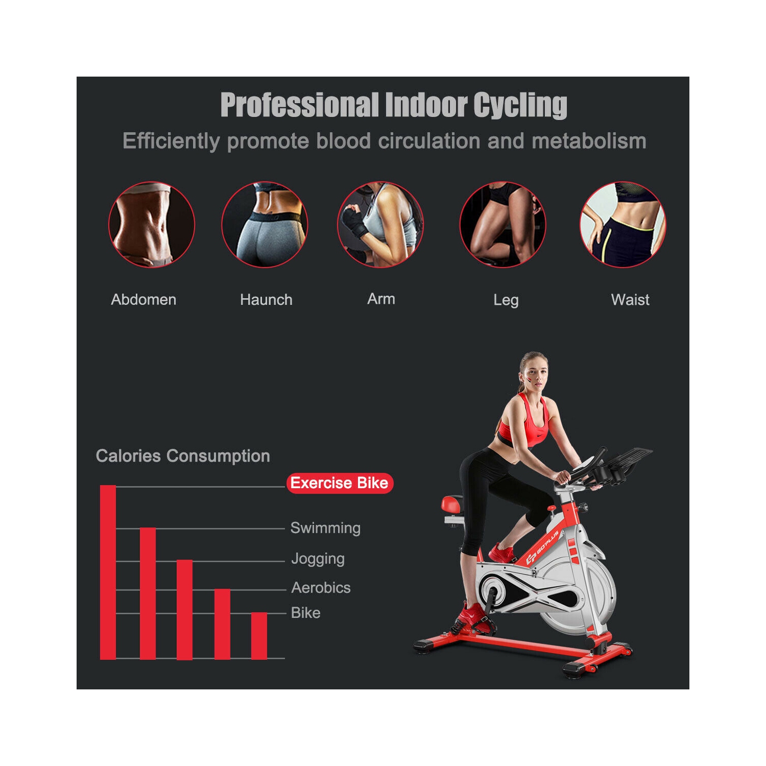 Goplus Indoor Stationary Exercise Cycle Bike Bicycle Workout w/ Large Holder