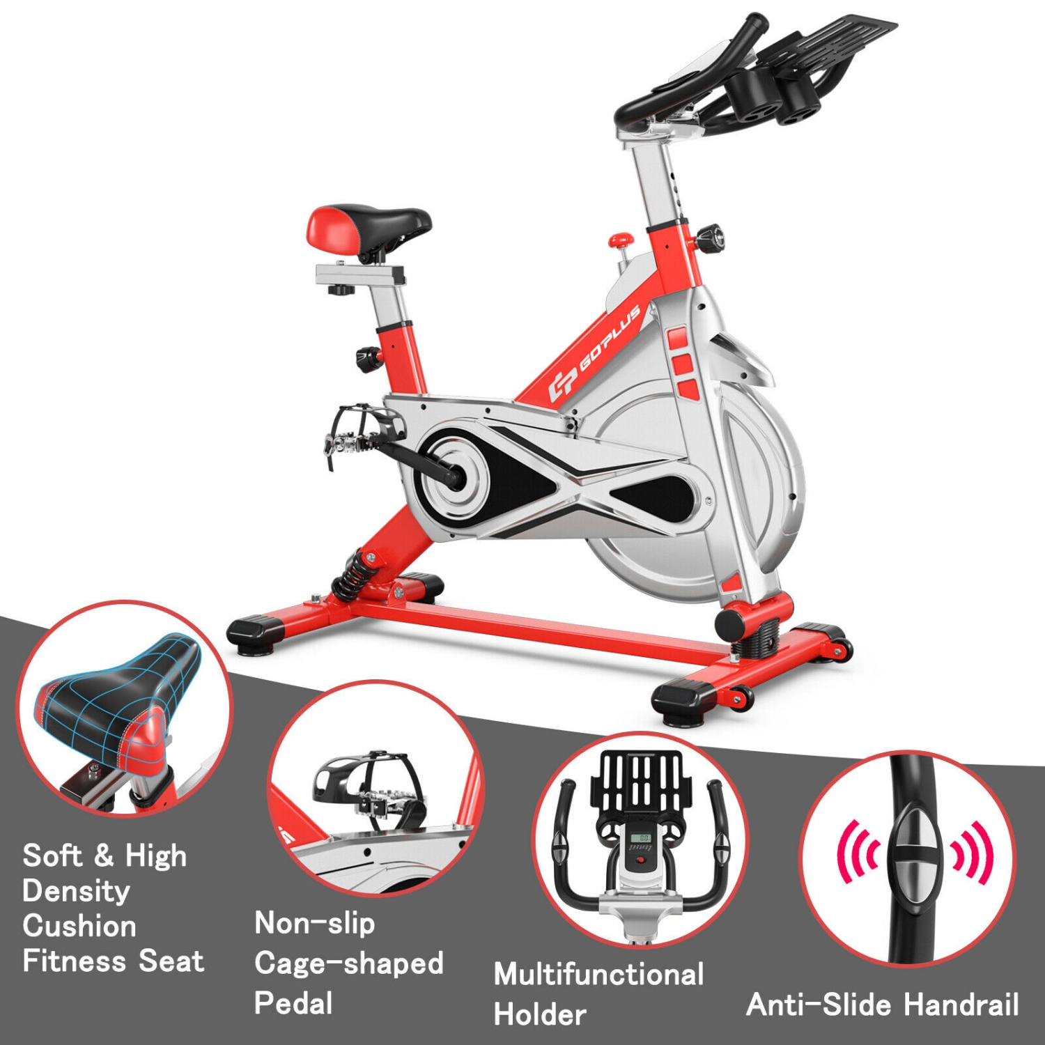 Goplus Indoor Stationary Exercise Cycle Bike Bicycle Workout w/ Large Holder