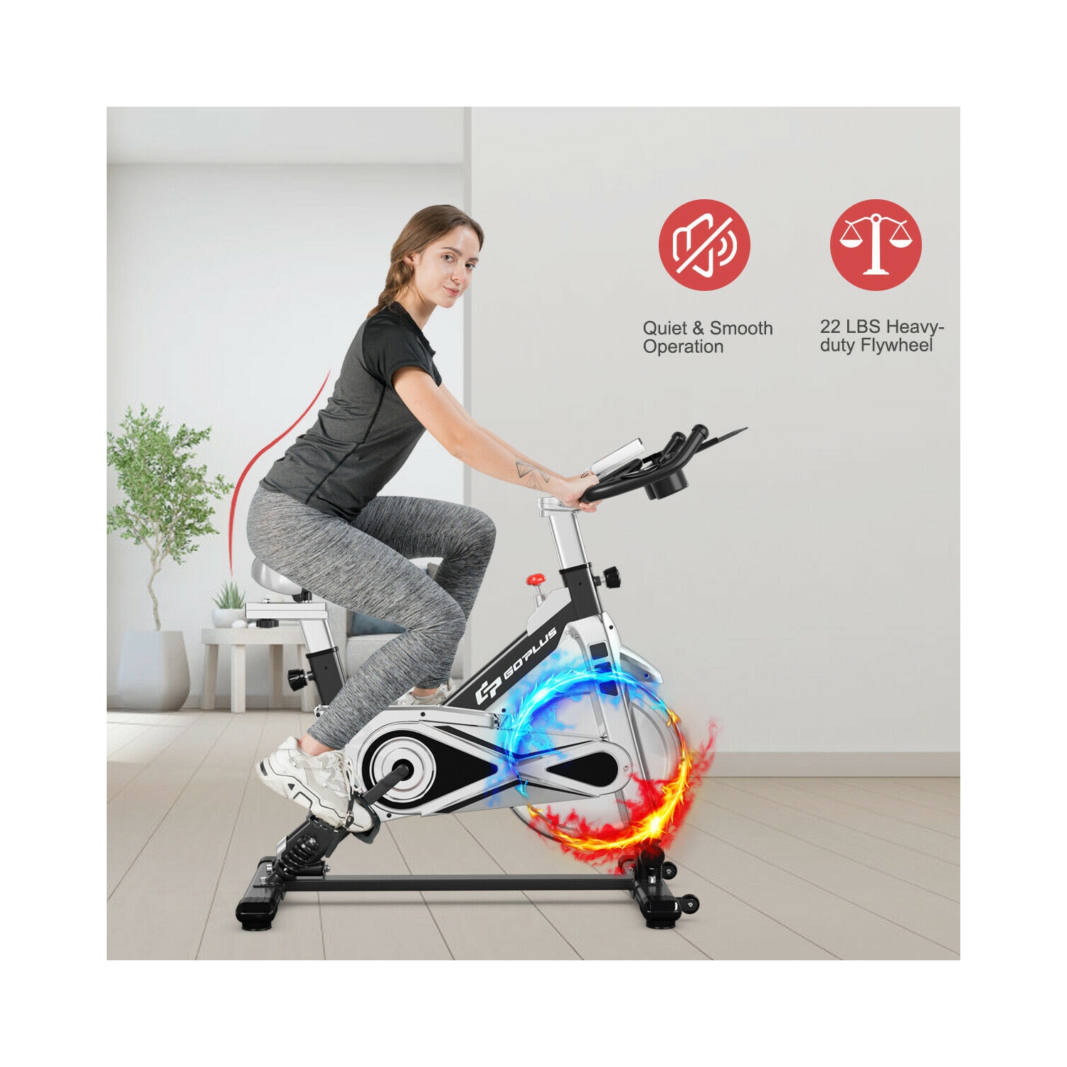 Goplus Indoor Stationary Exercise Cycle Bike Bicycle Workout w/ Large Holder