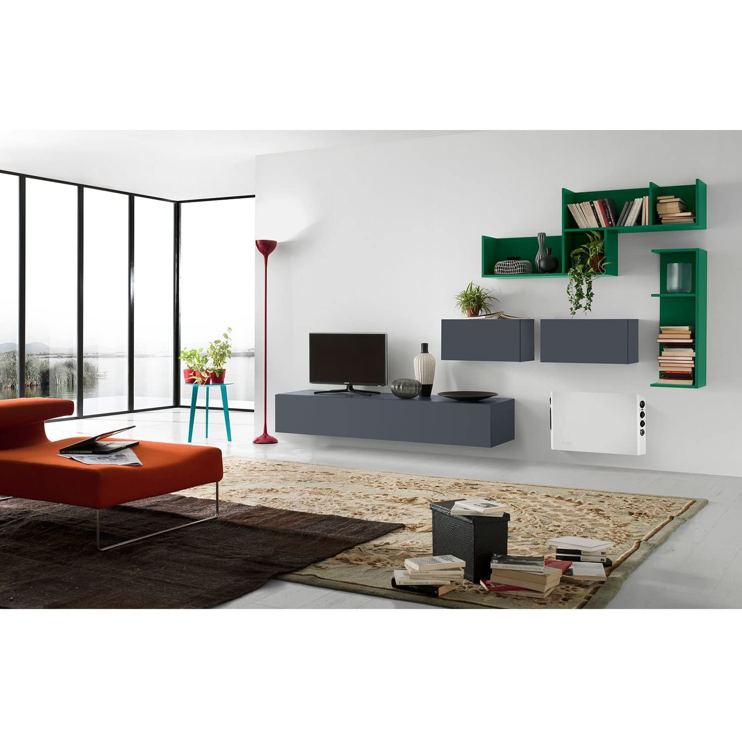 Radiateur à panneau à convection mince numérique 1500 W HSX3315FTS de DeLonghi avec deux ventilateurs - Boîte ouverte