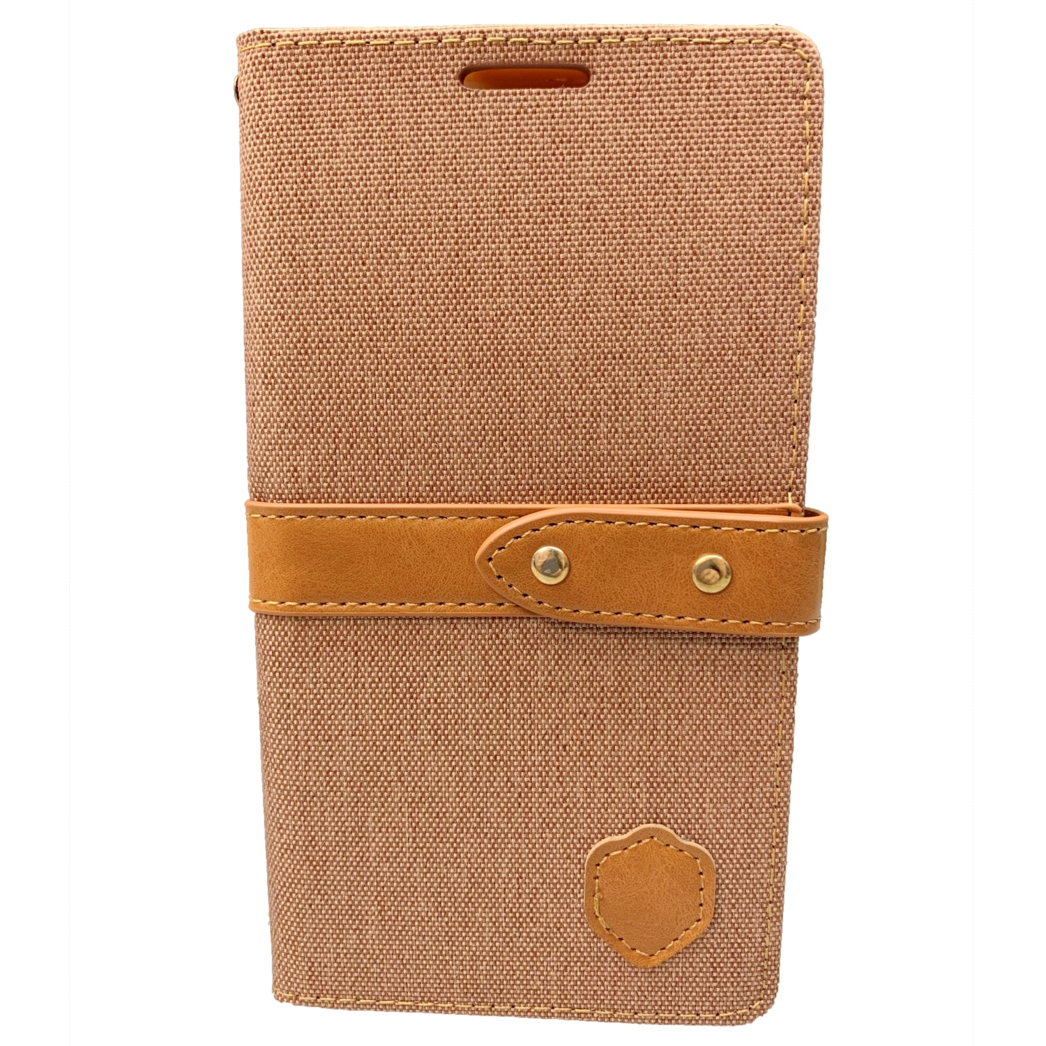 Final Sale! TopSave Card Slot w/Magnetic Clip Fabric Folio Wallet Flip Case For ZTE Grand X4, Carmel