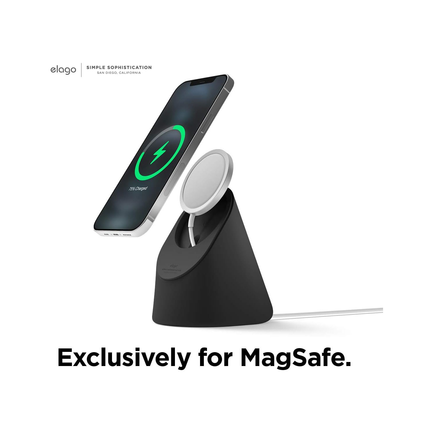 Elago – Support de chargement MS1 compatible avec le chargeur MagSafe, iPhone 12, noir [MagSafe non inclus]