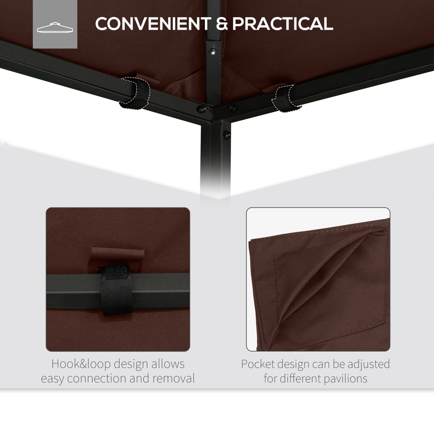 Outsunny 9.8' x 9.7' Square Gazebo Canopy Replacement UV Protected Top Cover Sun Shade Orange