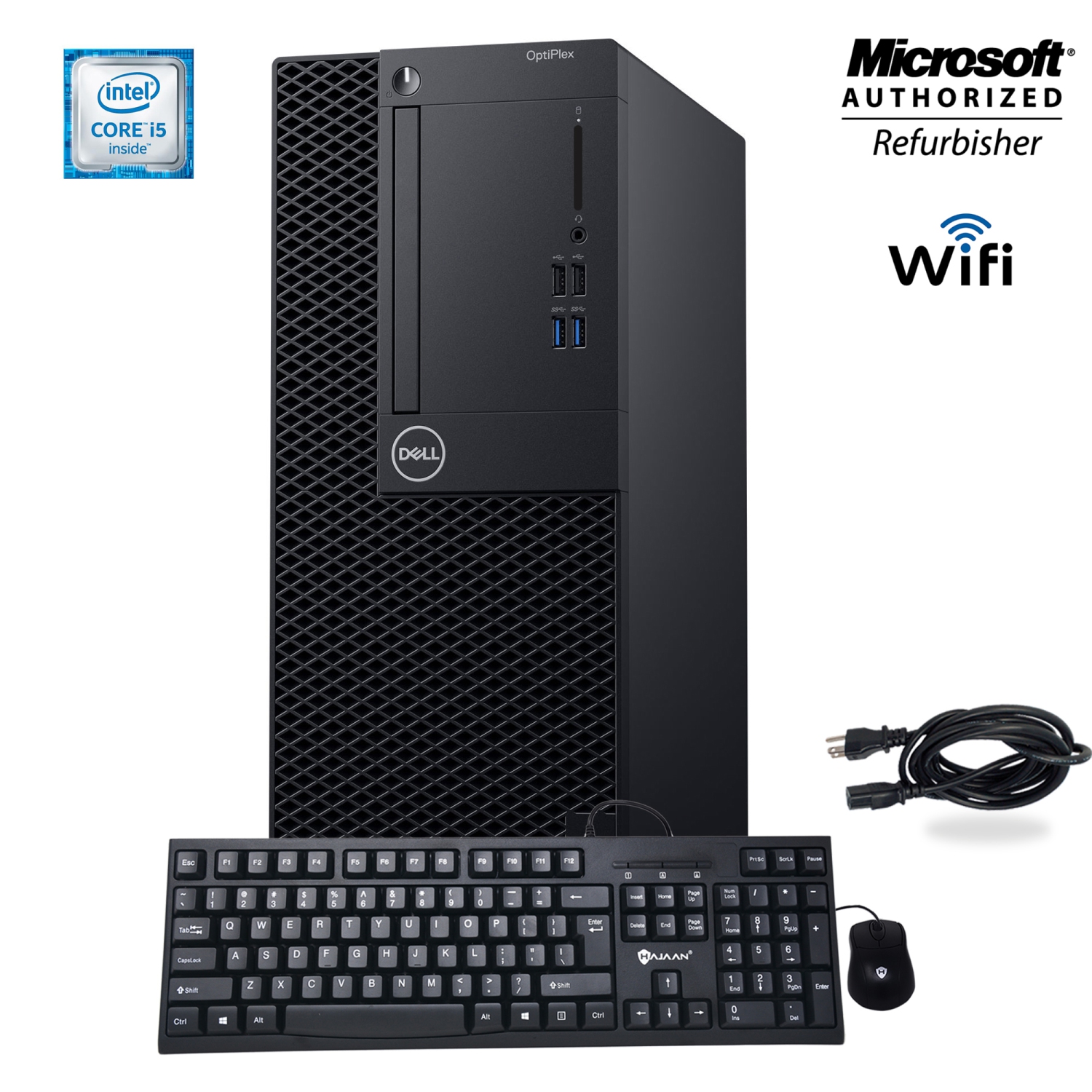 Refurbished (Good) - Dell Optiplex 3050 Tower PC Computer Intel i5 6th Gen 8GB RAM New 256GB SSD Windows 10 Professional WiFi HDMI Bluetooth Adapter