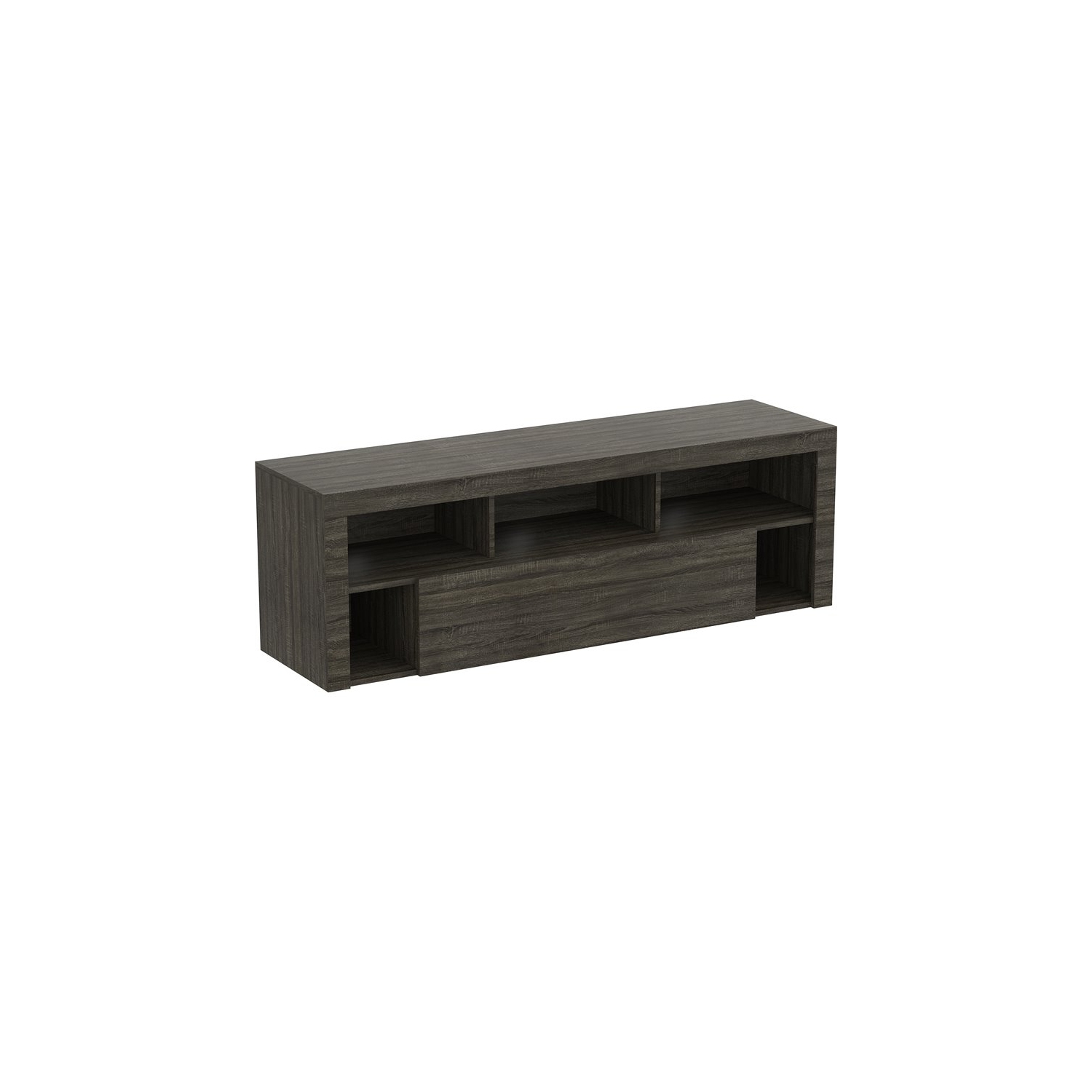 TV STAND 59L DARK GREY 1 BIG DRAWER 5 SHELVES