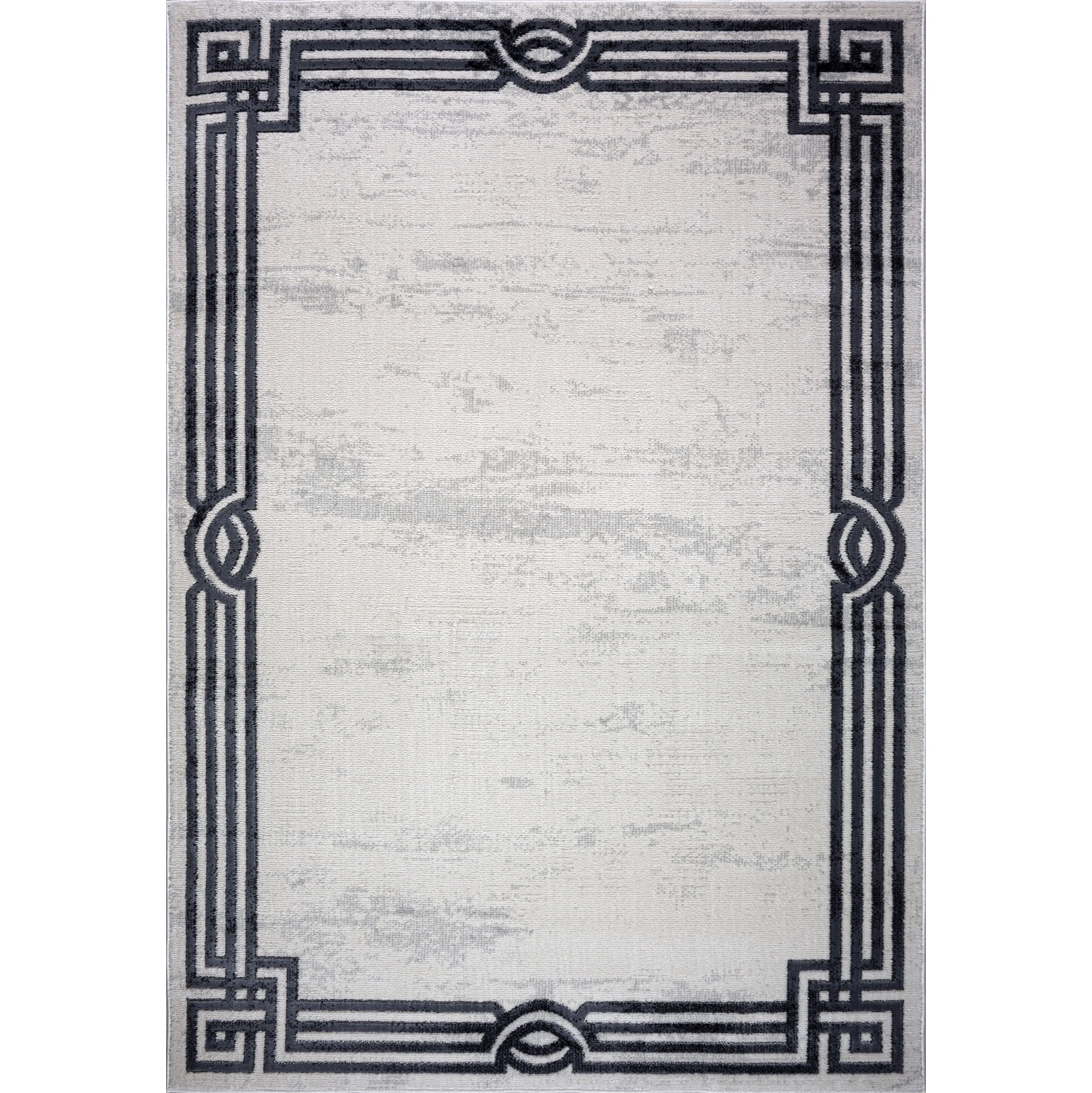 Tapis moderne à motif de courroies gris clair foncé, 6 pi 7 po x 9 pi 6 po