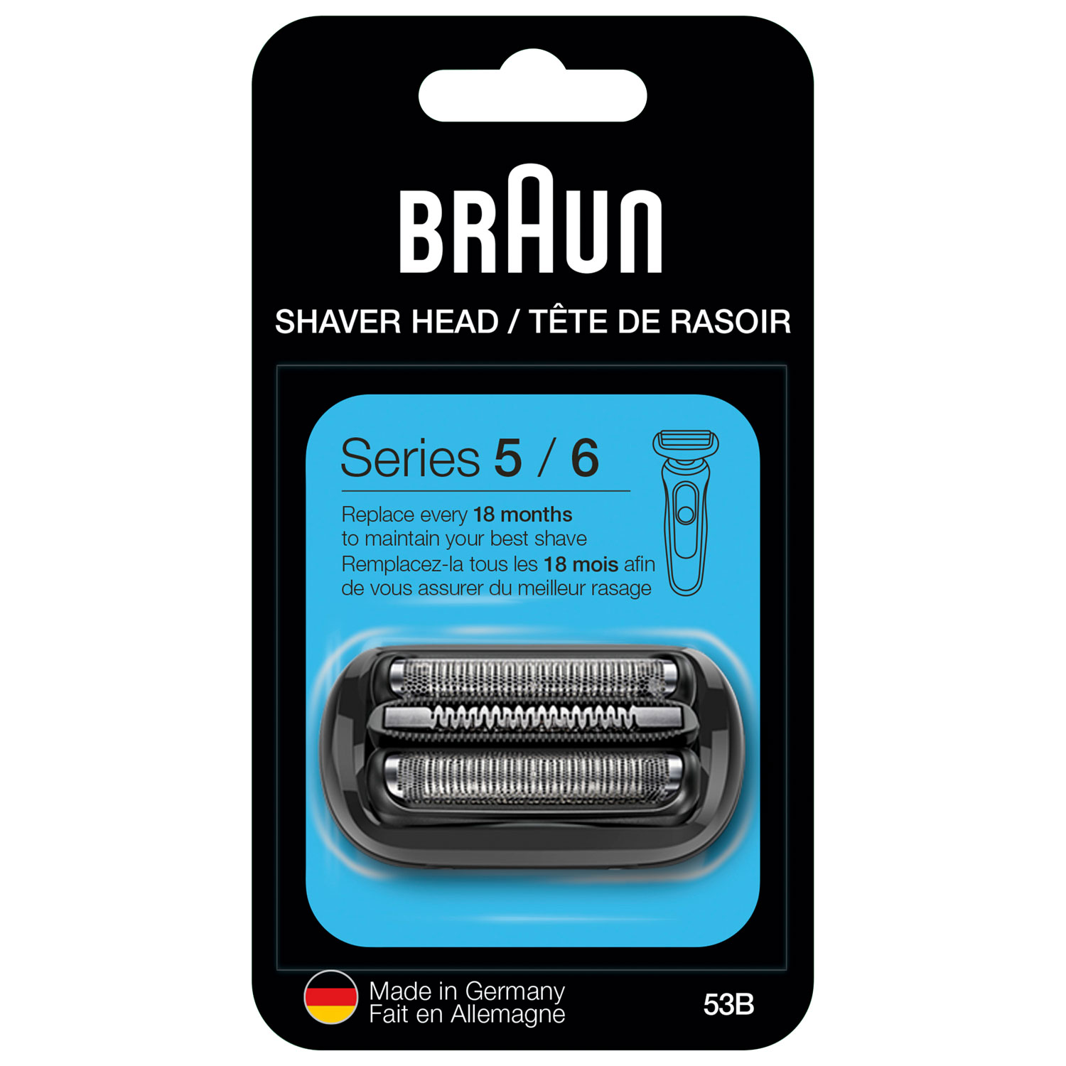 Braun Series 5/6 Replacement Shaver Head (53B) - Black