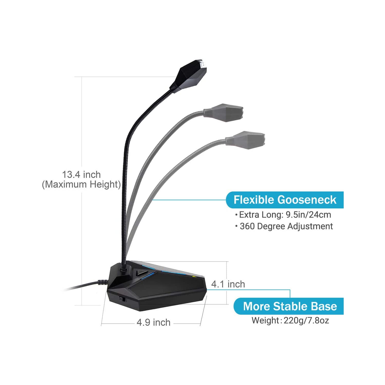 USB Computer Microphone, Plug &Play Desktop Omnidirectional Condenser PC Laptop Mic,Mute Button with LED Indicator, Compatible with Windows/Mac,