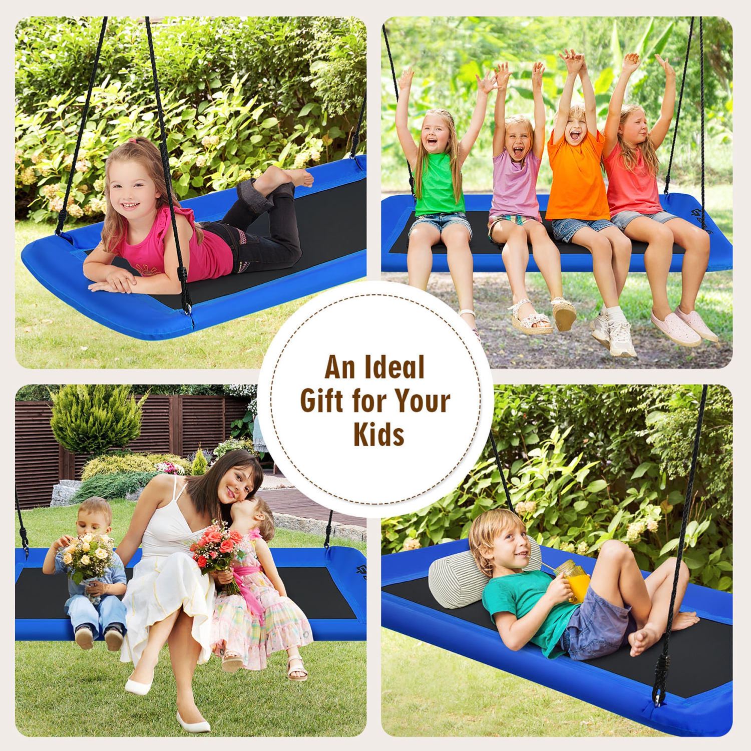 Goplus 700lb Giant 60'' Platform Tree Swing Outdoor w/ 2 Hanging Straps