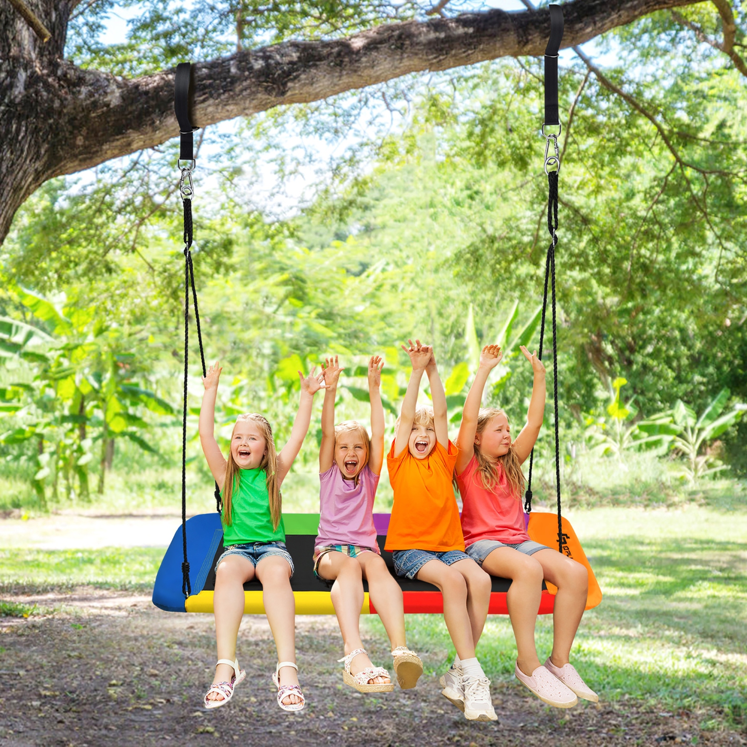 Goplus 700lb Giant 60'' Platform Tree Swing Outdoor w/ 2 Hanging Straps