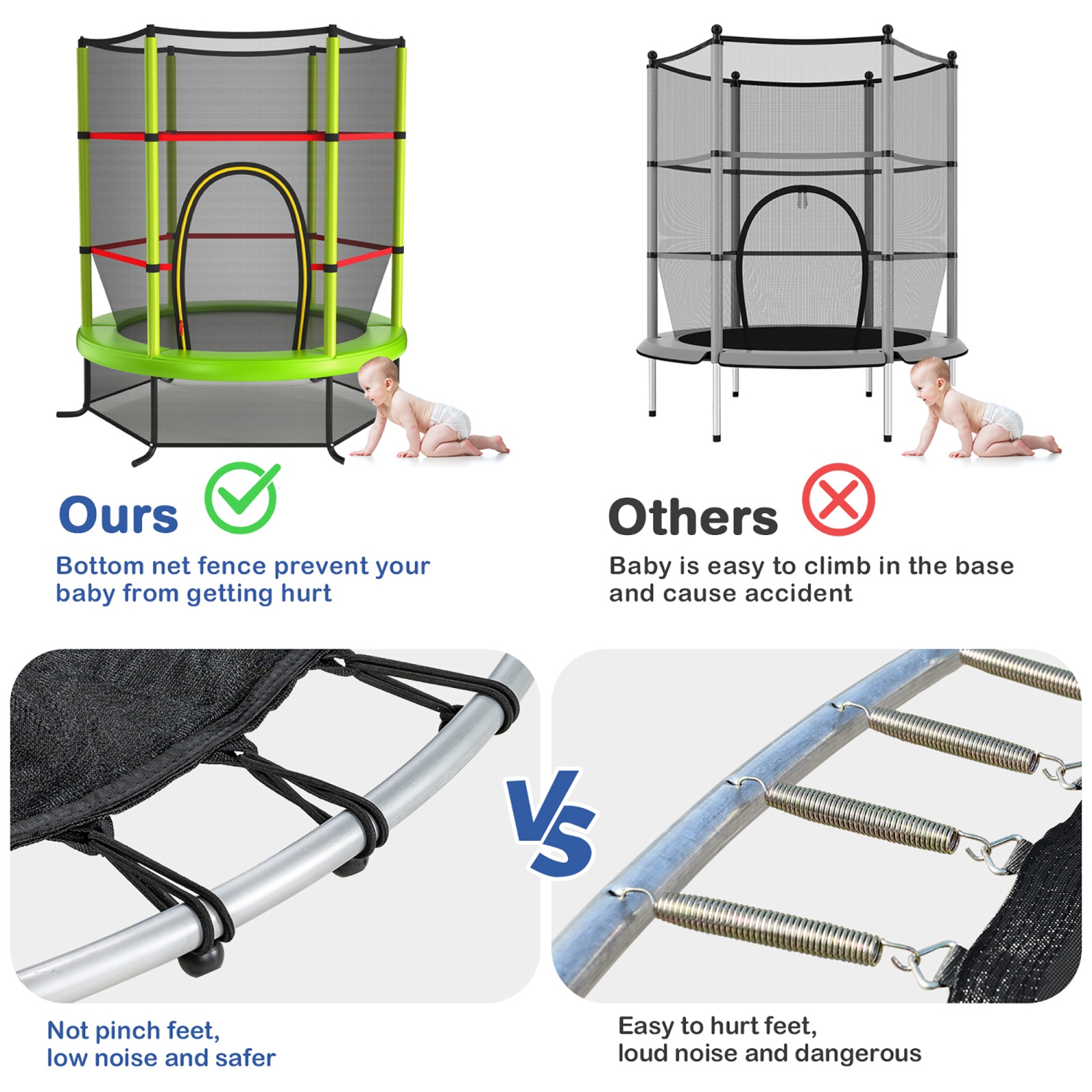Costway Youth Jumping Round Trampoline 55'' Exercise W/ Safety Pad Enclosure Combo Kids