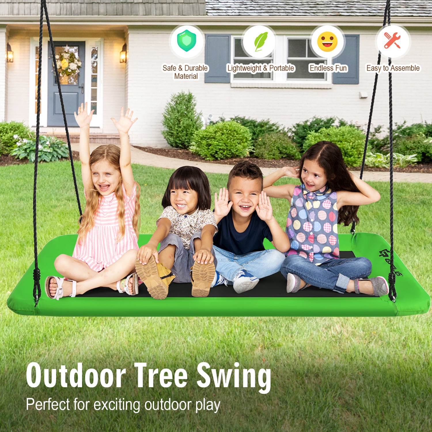 Goplus 700lb Giant 60'' Platform Tree Swing Outdoor w/ 2 Hanging Straps