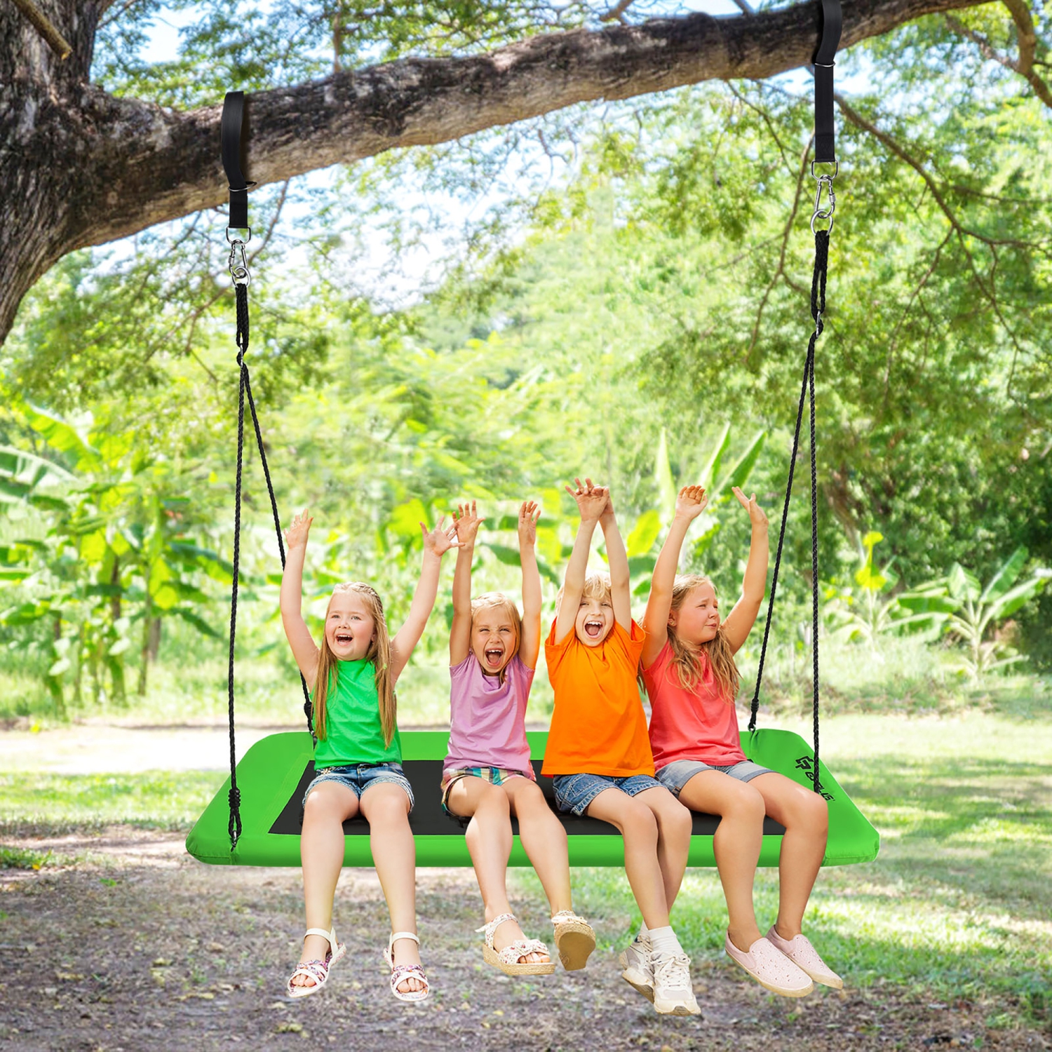 Goplus 700lb Giant 60'' Platform Tree Swing Outdoor w/ 2 Hanging Straps