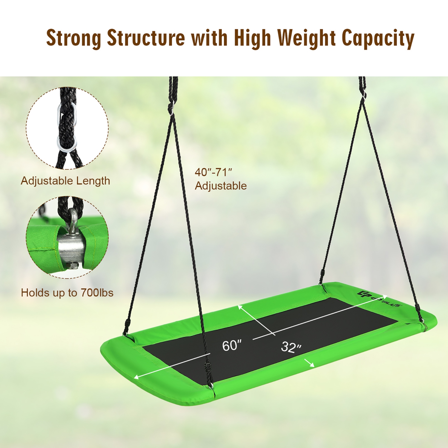 Goplus 700lb Giant 60'' Platform Tree Swing Outdoor w/ 2 Hanging Straps