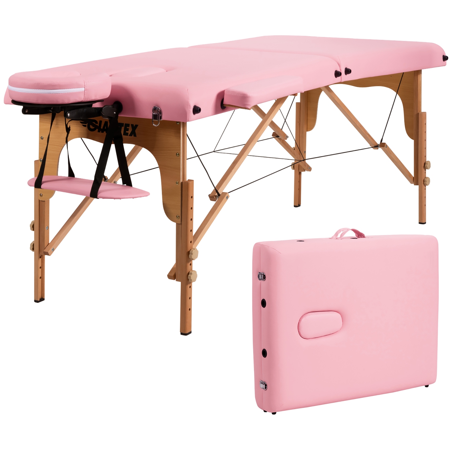 84''L Portable Massage Table Adjustable Facial Spa Bed Tattoo w/ Carry Case WhiteBlackPinkRed