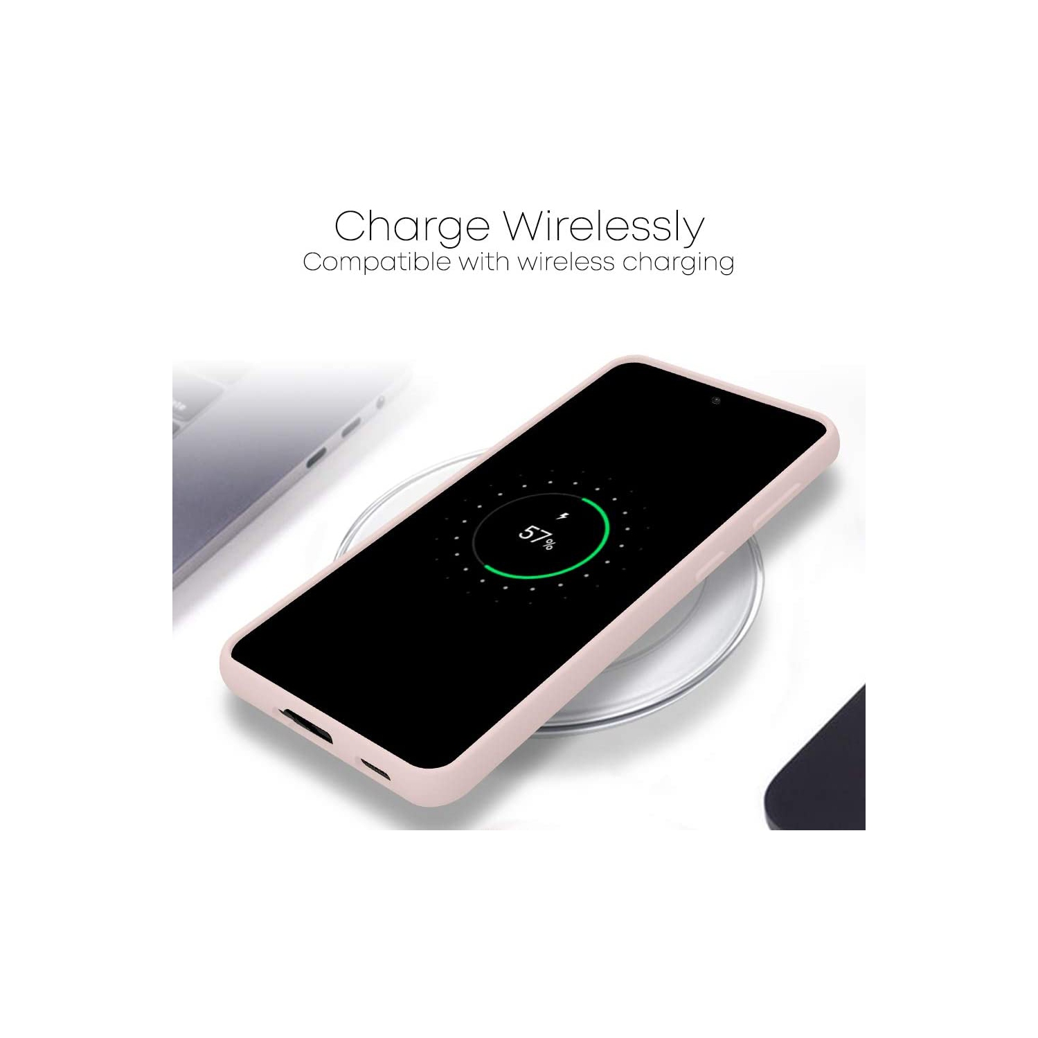 TopSave Goospery Liquid Silicone Gel Rubber Full Body Protection Cover Case For Samsung S21 Plus, Pink Sand