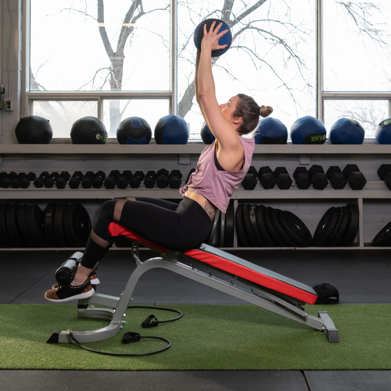 Banc de musculation réglable PRISP avec bandes de résistance pour gymnase à domicile