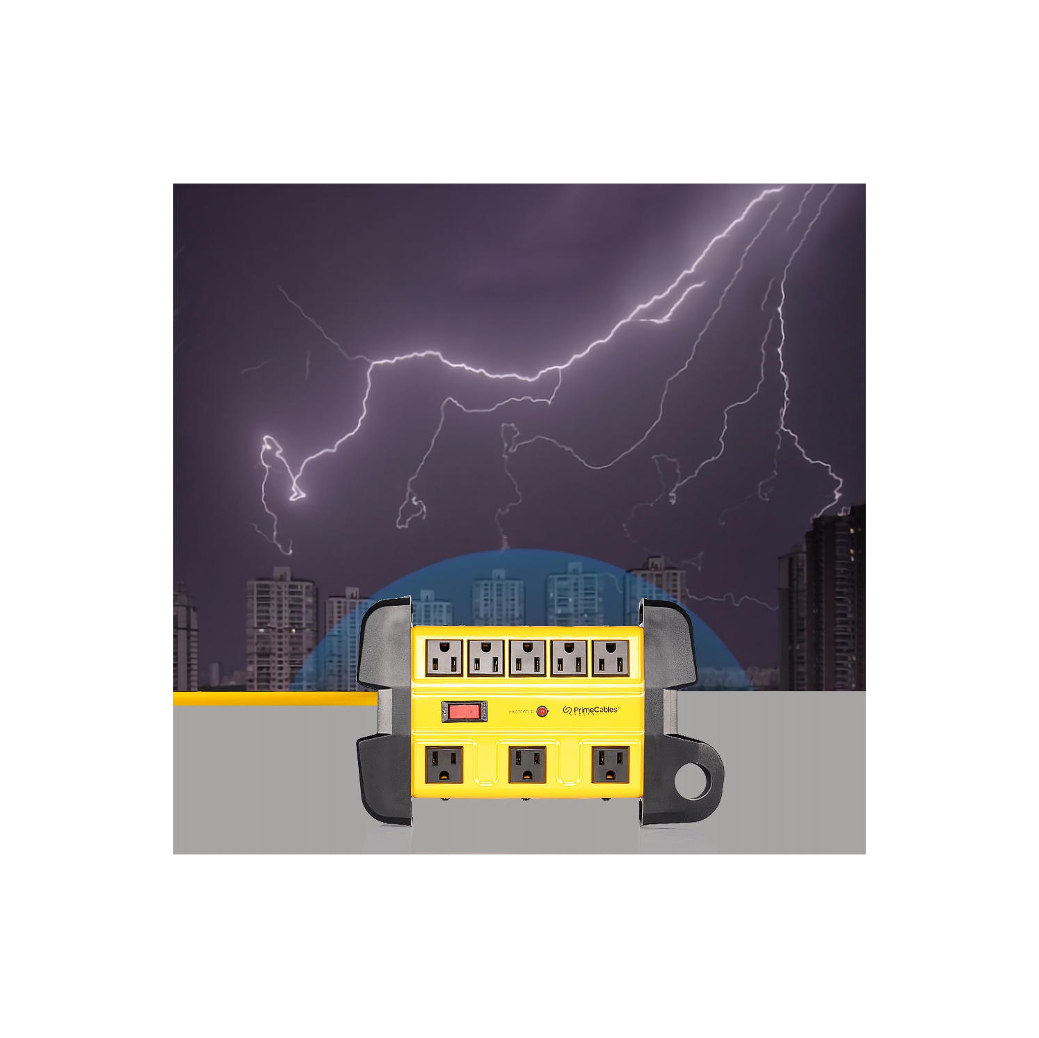 Parasurtenseur à 8 prises avec boîtier en métal et cordon de 14AWG 10ft pi, 1350 joules