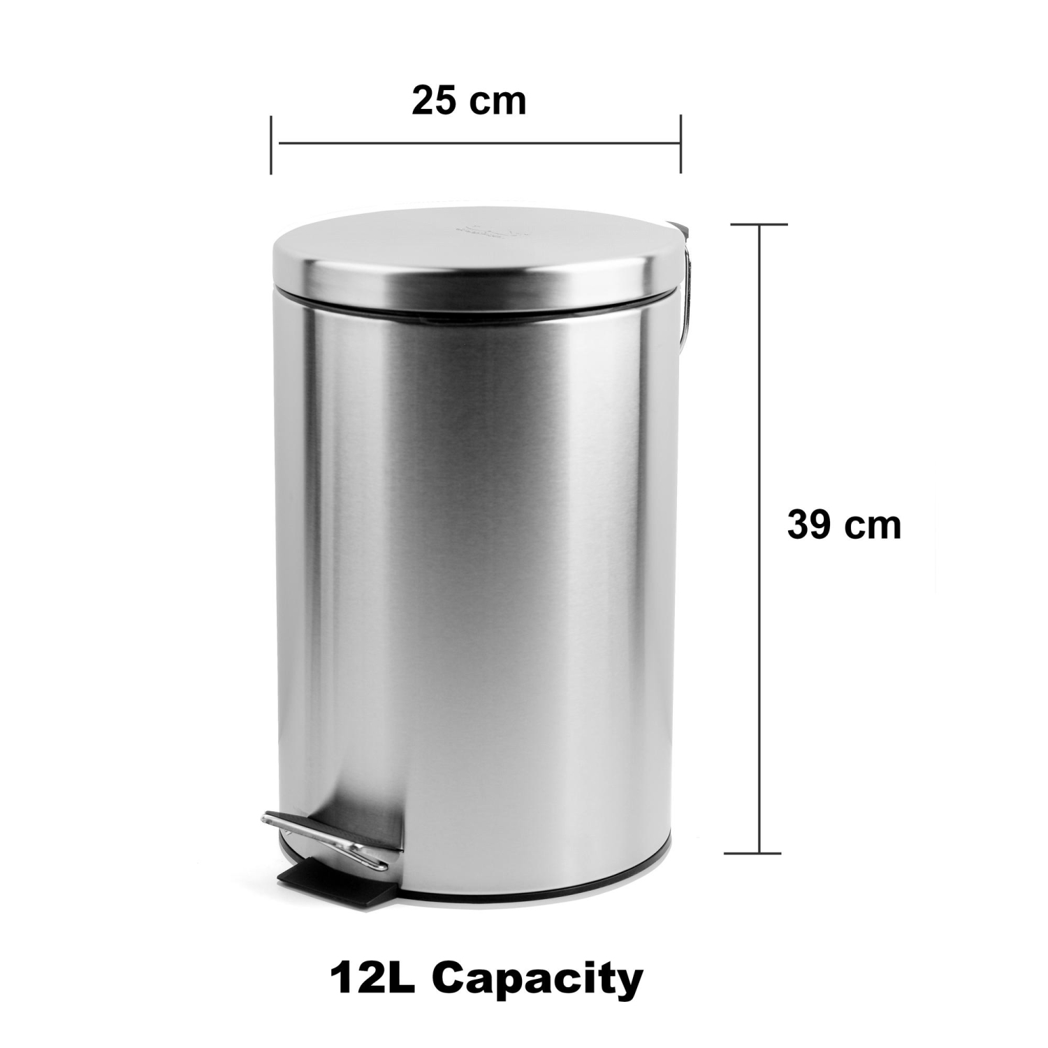 12L Stainless Steel Step Garbage Can Trash Can, Wastebasket