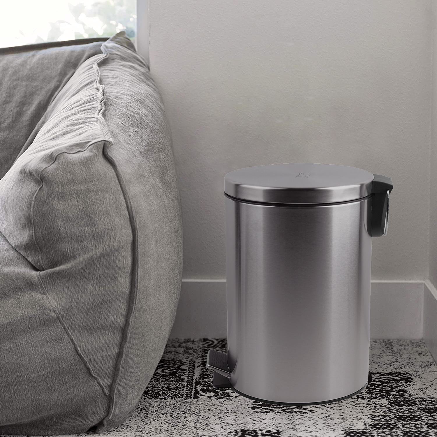 8L Step Trash Can Garbage can with Lid and Foot Pedal, Stainless Steel Waste Bin
