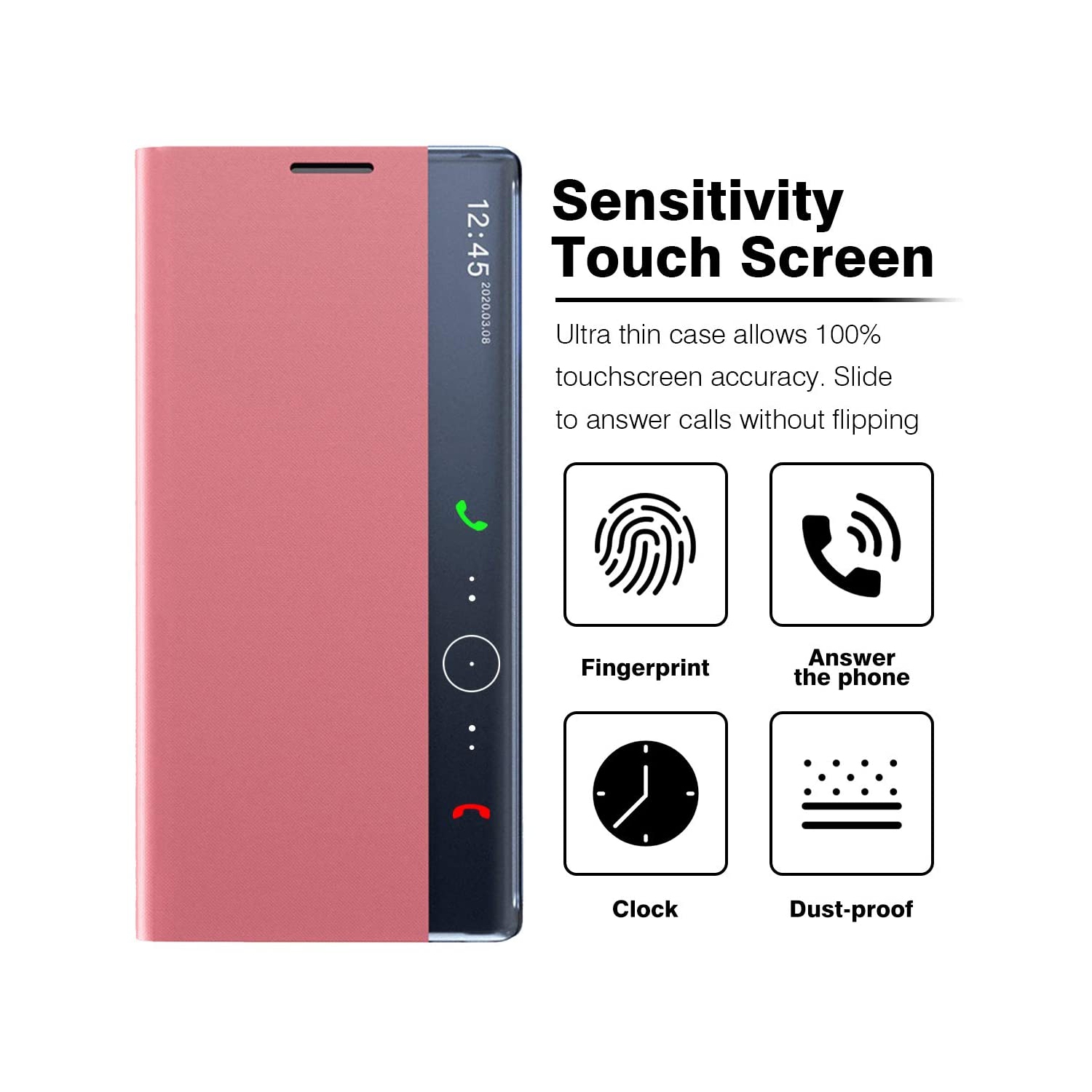 Étui à rabat transparent Housse avec béquille - Cuir synthétique de luxe - Coque de protection pour Samsung Galaxy Note 20 Ultra