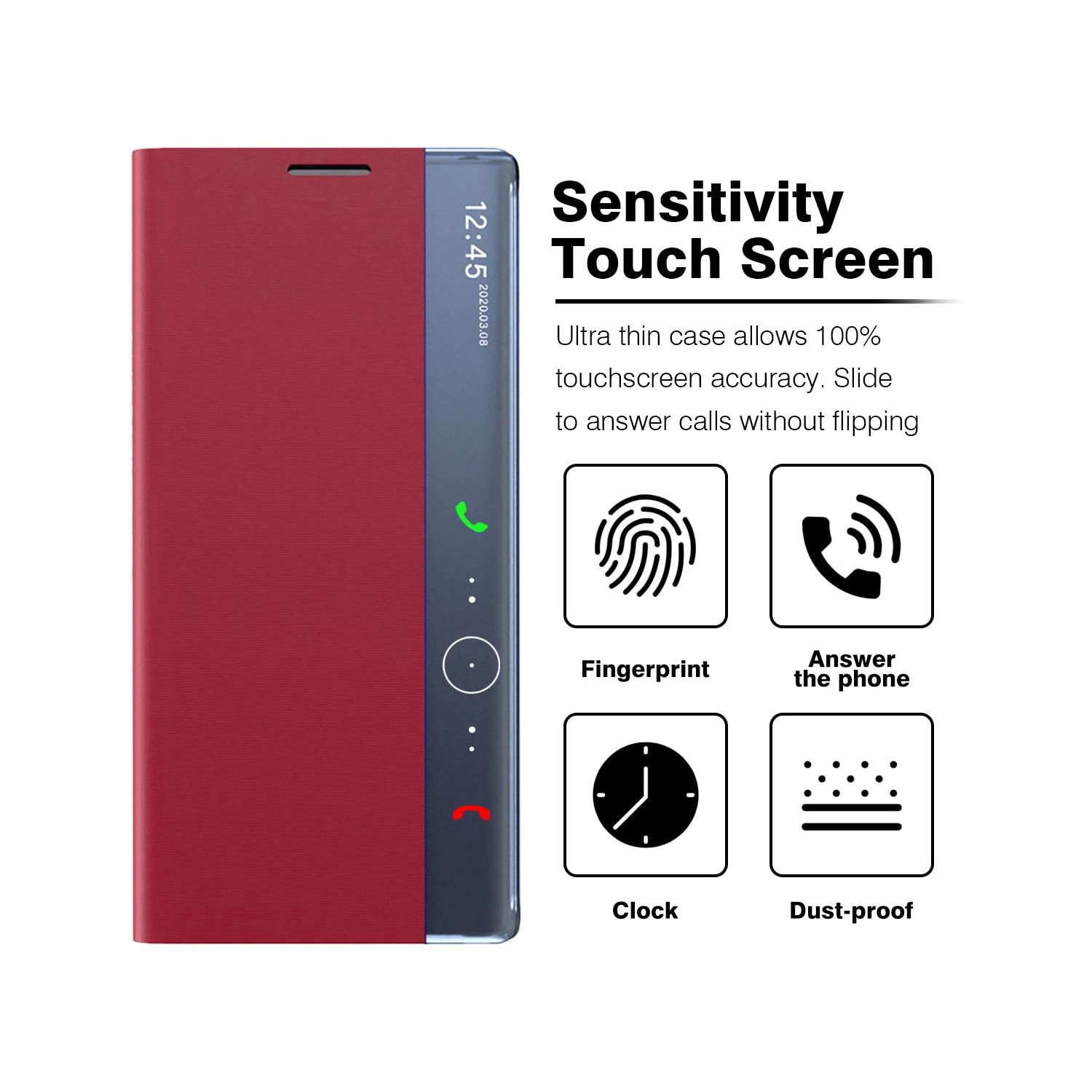 Étui à rabat en cuir avec béquille pour Galaxy Note20 Ultra de Samsung - transparent